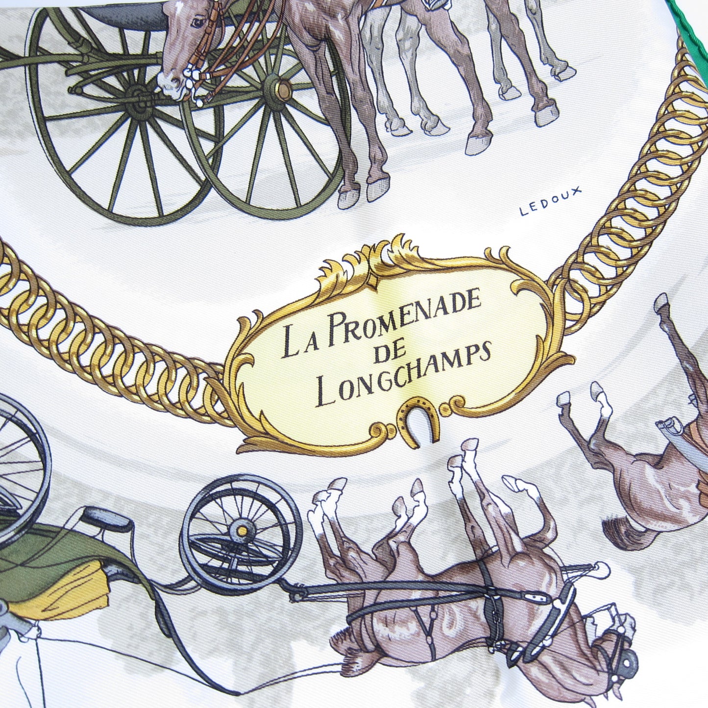 Hermes Vintage La Promenade De Longchamp Silk Scarf