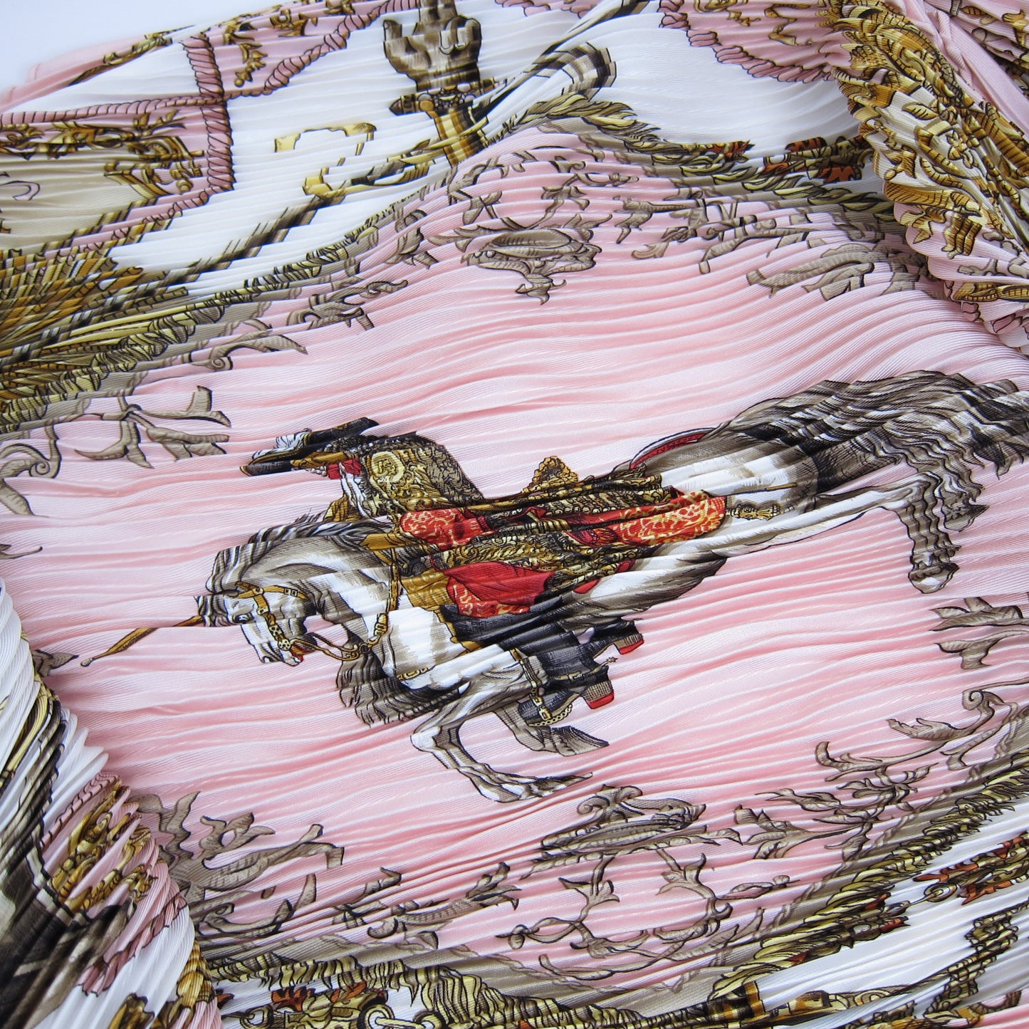 Hermes Vintage Lvdovicvs Magnvs Louis Xiv on A White Horse Silk Scarf