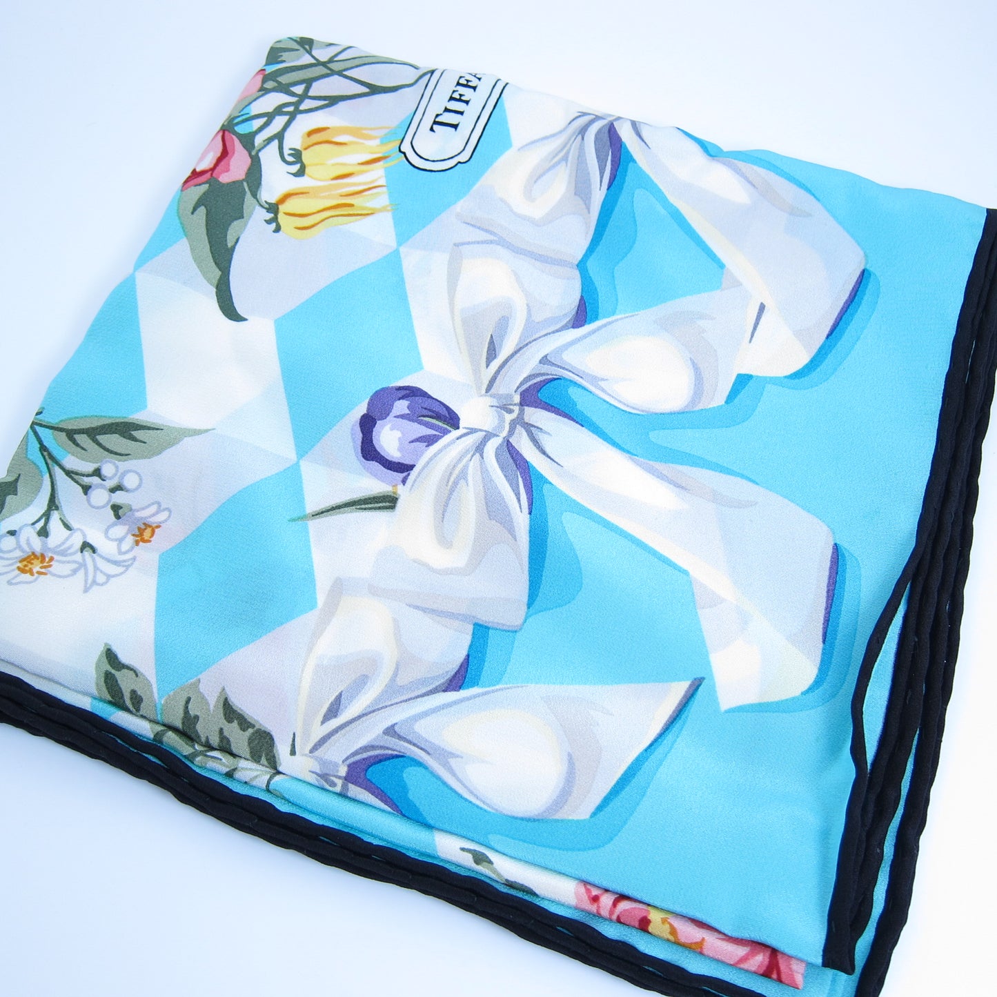Tiffany Vintage Flower and Ribbon Silk Scarf