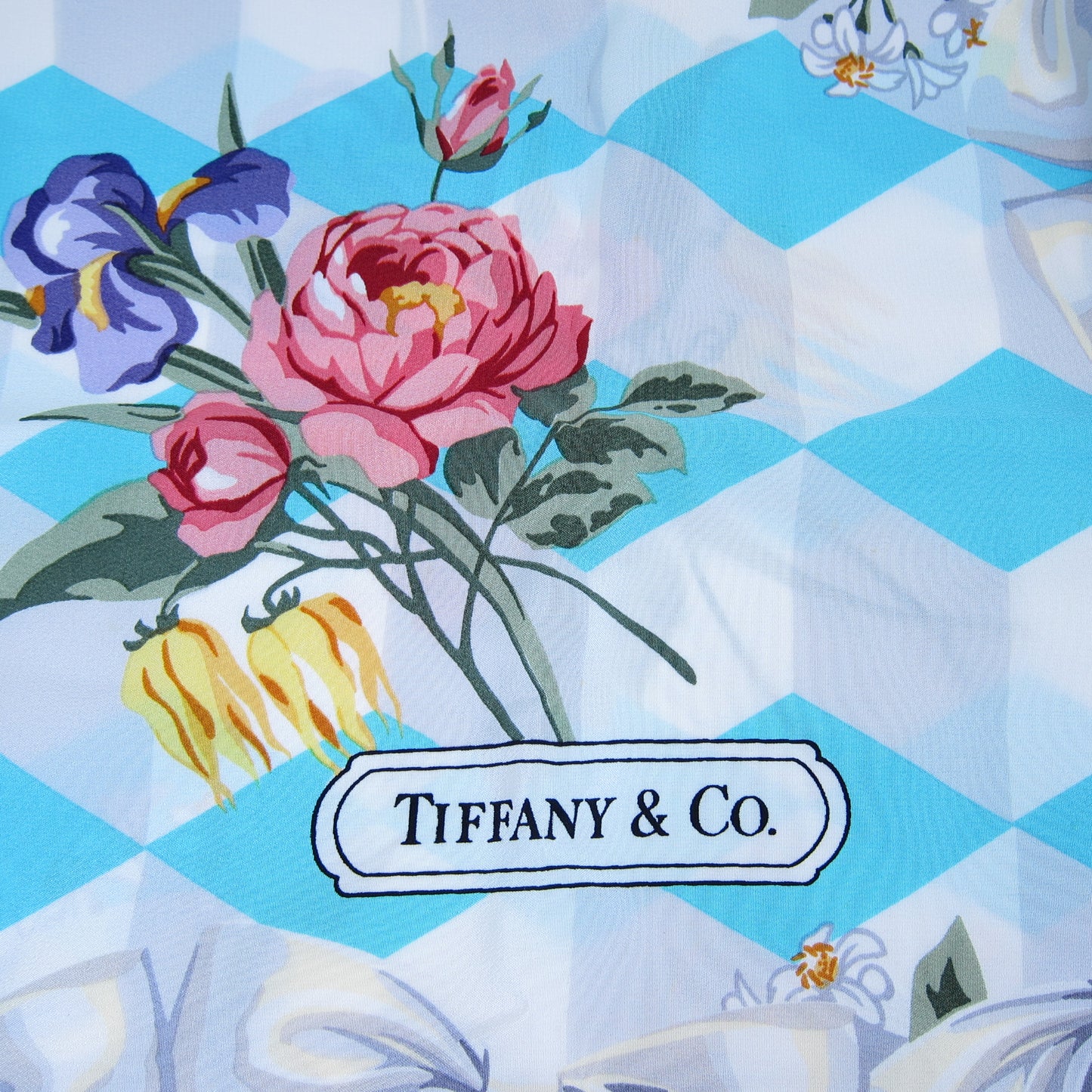 Tiffany Vintage Flower and Ribbon Silk Scarf