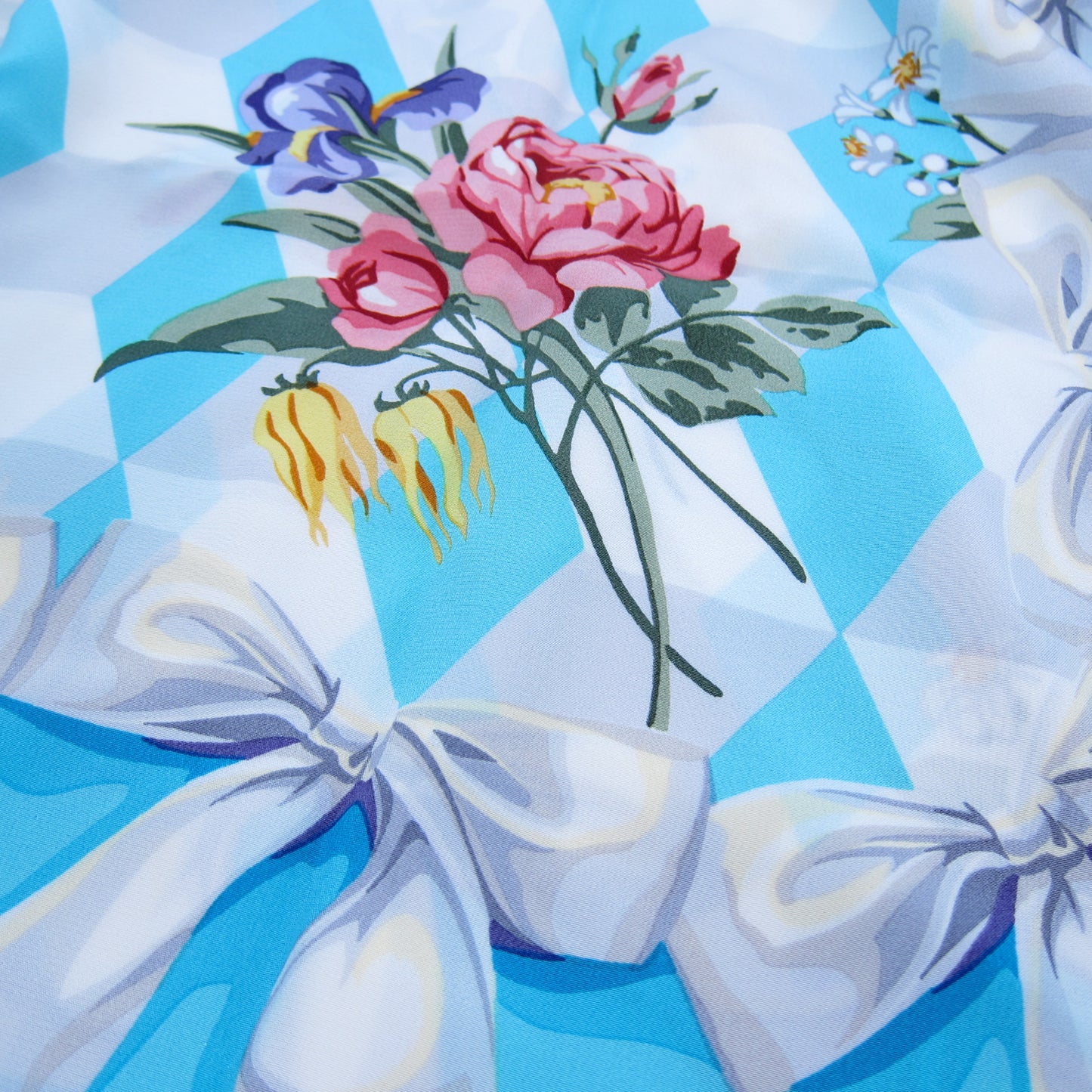 Tiffany Vintage Flower and Ribbon Silk Scarf