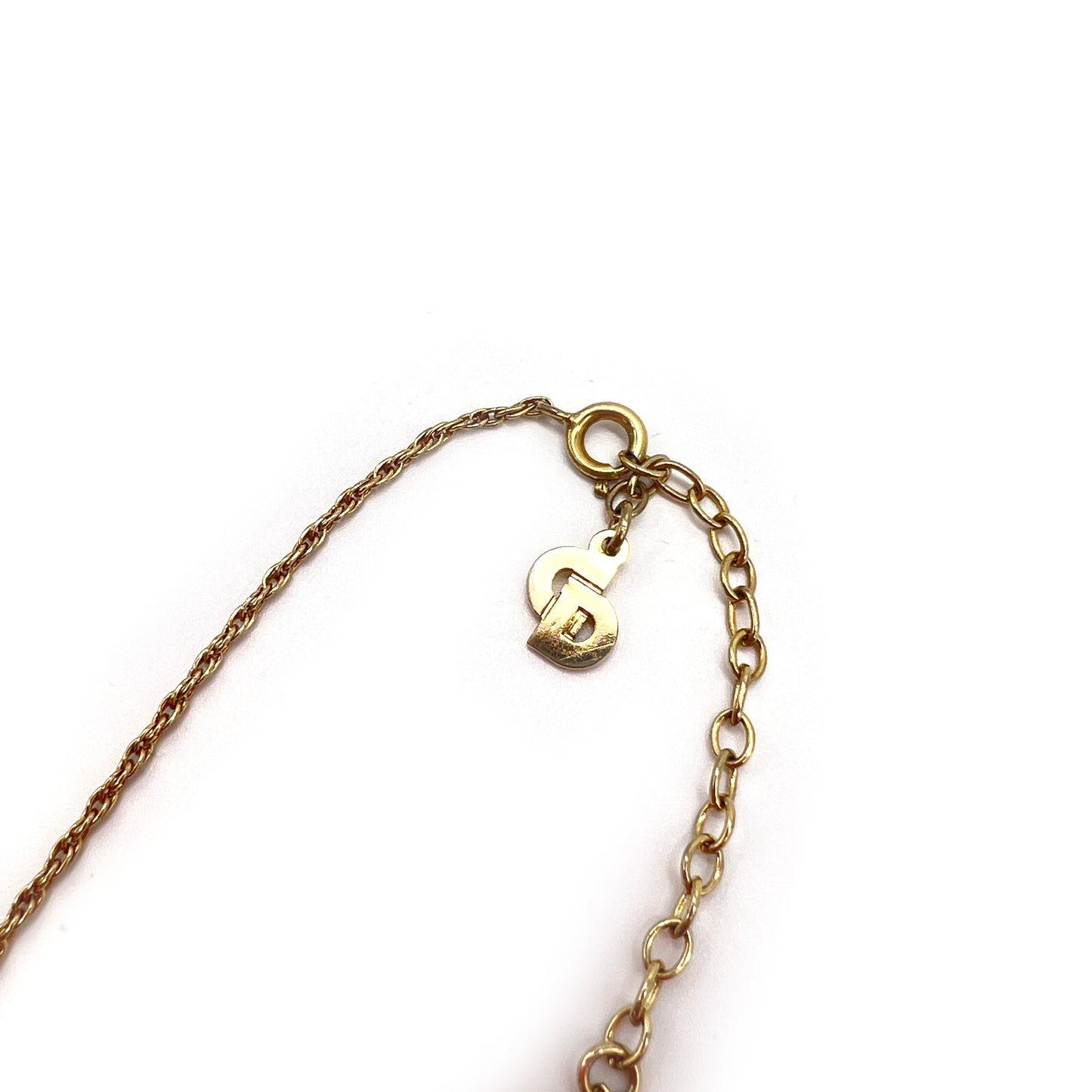 Christian Dior Vintage Rhinestone Heart Shape Golden Necklace