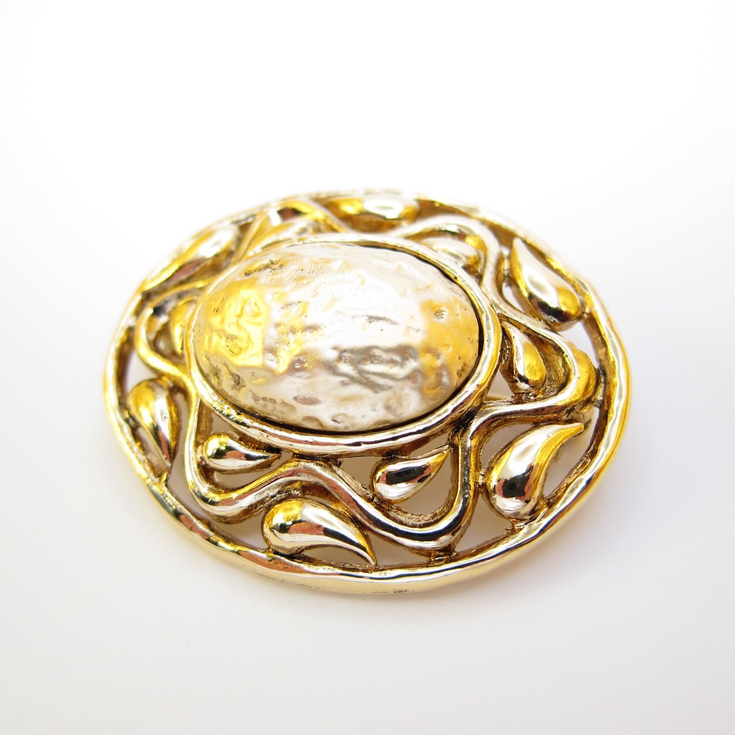 Yves Saint Laurent Vintage Stylish Oval Shape Golden Brooch