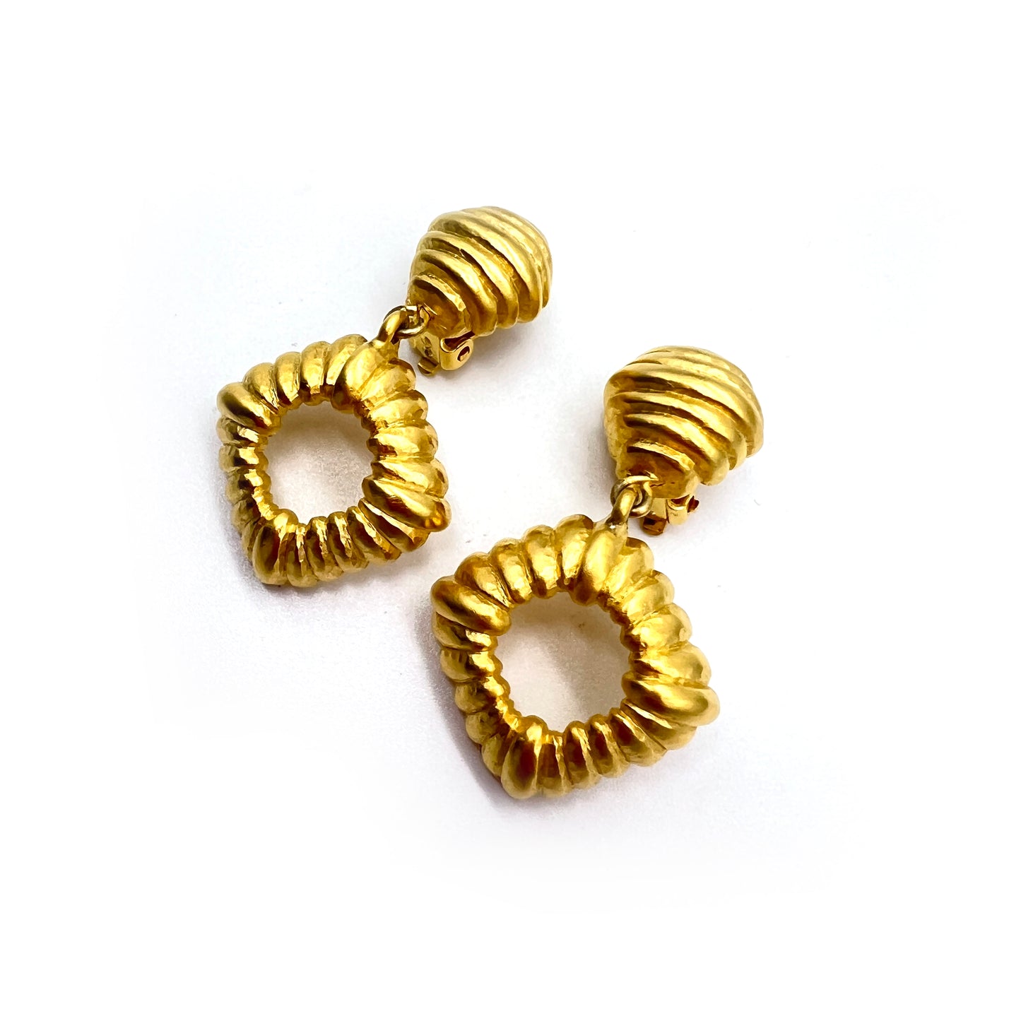 Givenchy Vintage Golden Diamond Dangling Clip-On Earrings