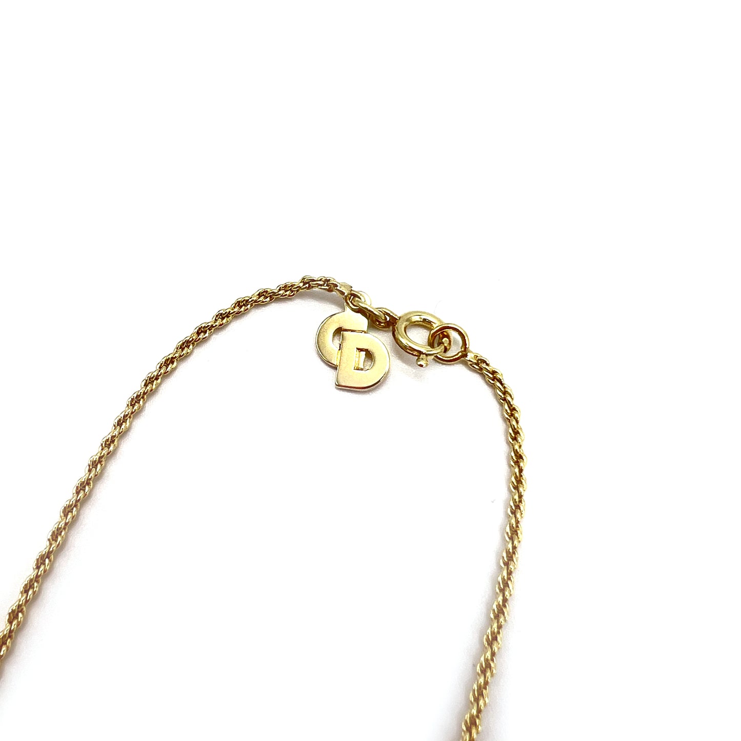 Christian Dior Vintage CD Logo With Rhinestone Black And Golden Necklace