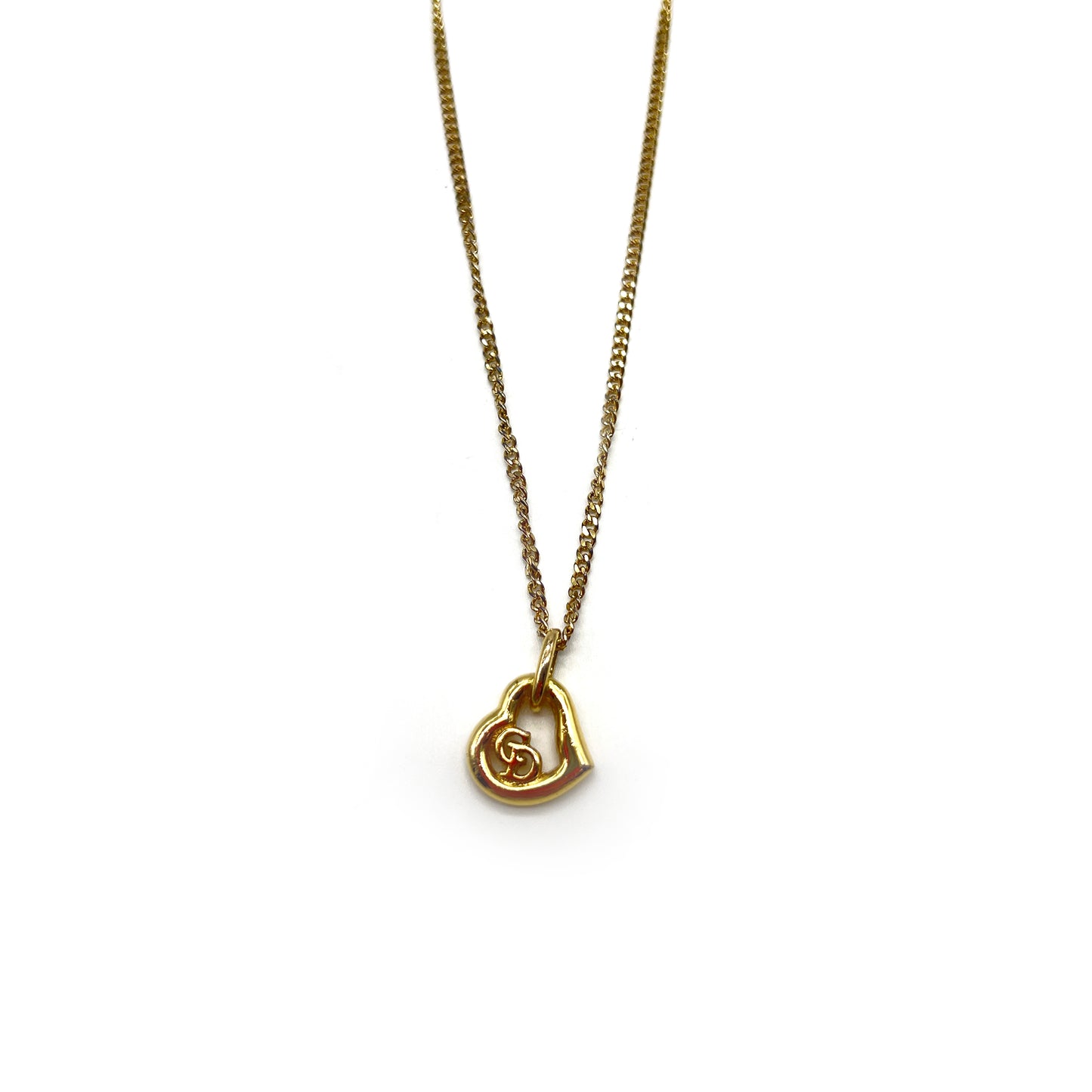 Christian Dior Vintage CD Logo in Heart Shape Golden Necklace