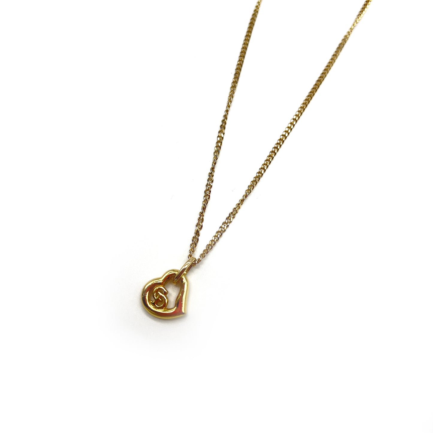 Christian Dior Vintage CD Logo in Heart Shape Golden Necklace
