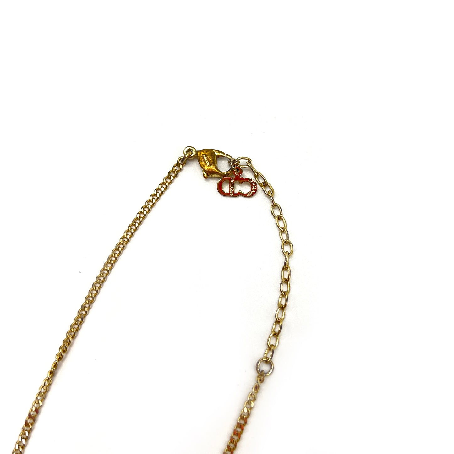Christian Dior Vintage CD Logo in Heart Shape Golden Necklace