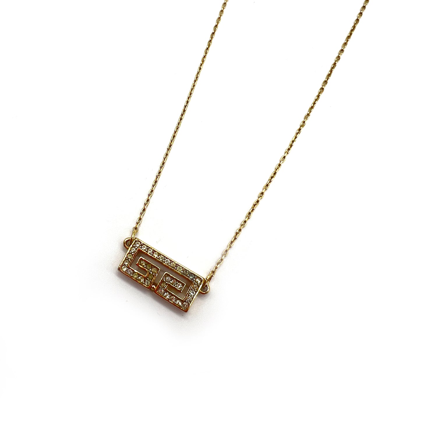 Givenchy Vintage Double G Logo With Rhinestone Golden Necklace