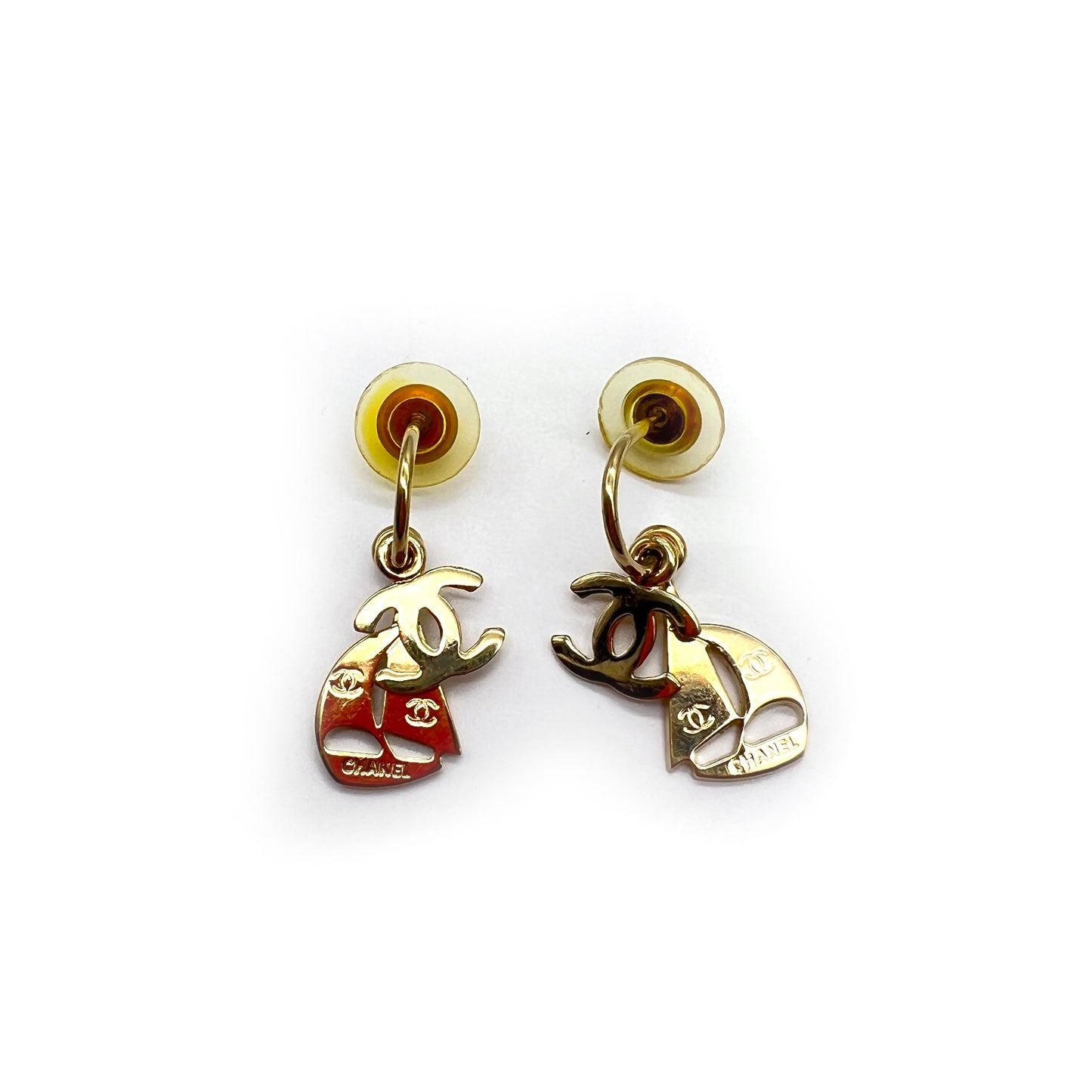 Chanel Vintage CC Logo With Yacht Golden Earrings