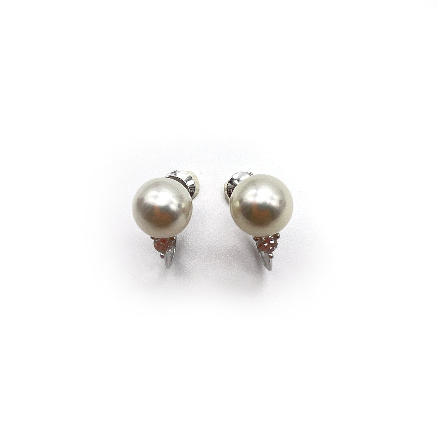 Tasaki Vintage Pearl With Diamond White Gold K14 Clip-On Earrings
