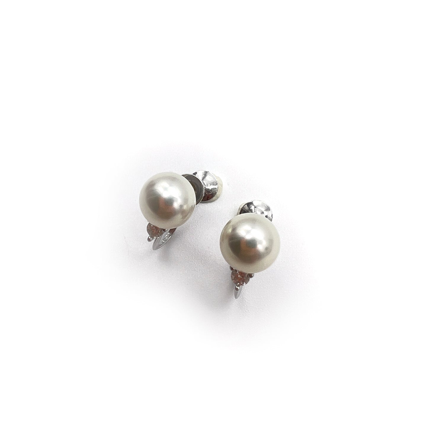 Tasaki Vintage Pearl With Diamond White Gold K14 Clip-On Earrings