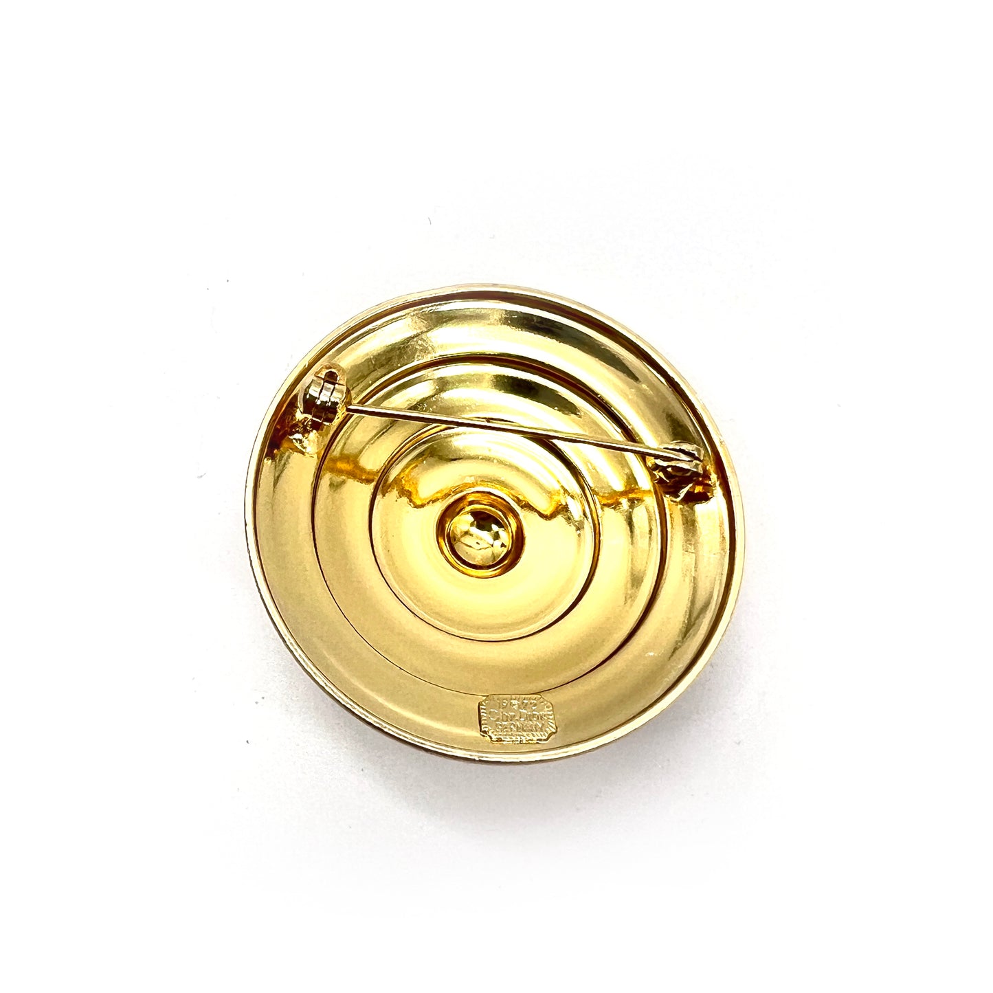 Christian Dior Vintage Circle Golden Brooch