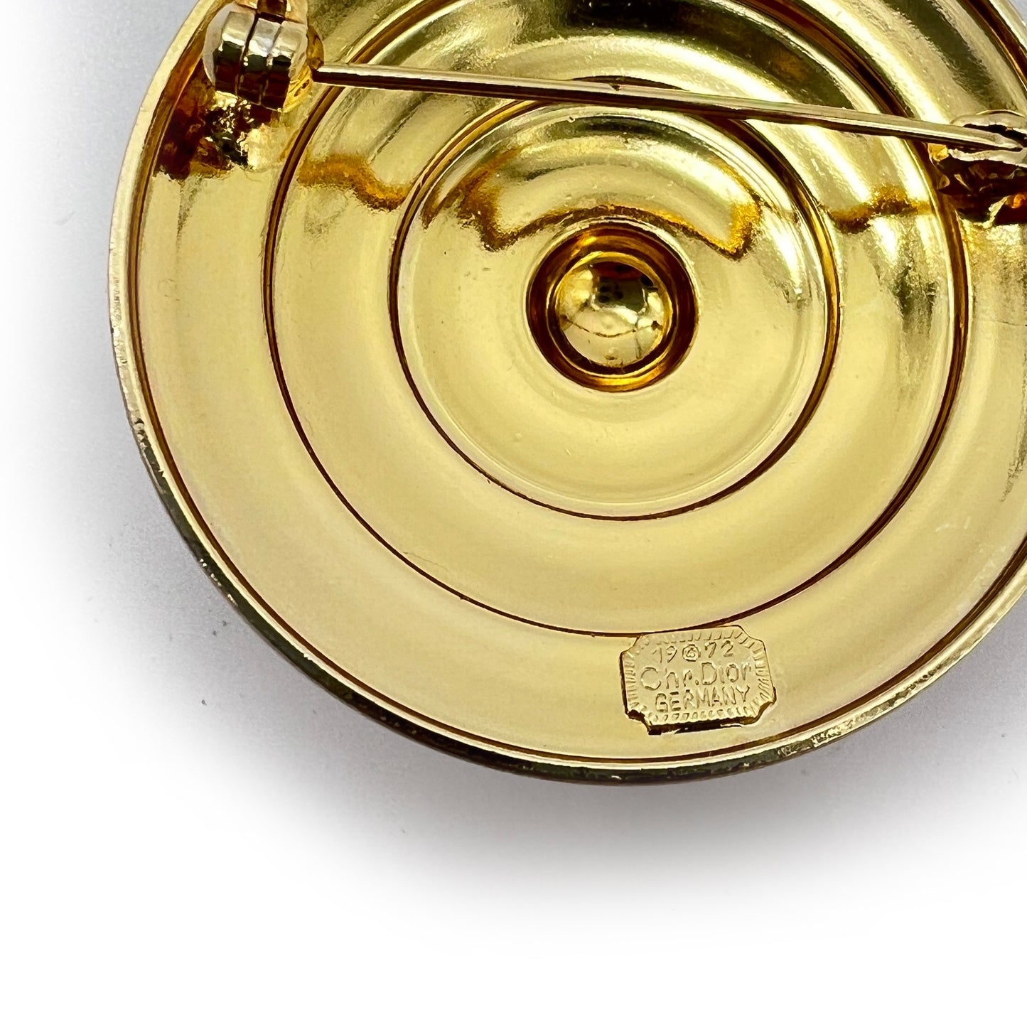 Christian Dior Vintage Circle Golden Brooch