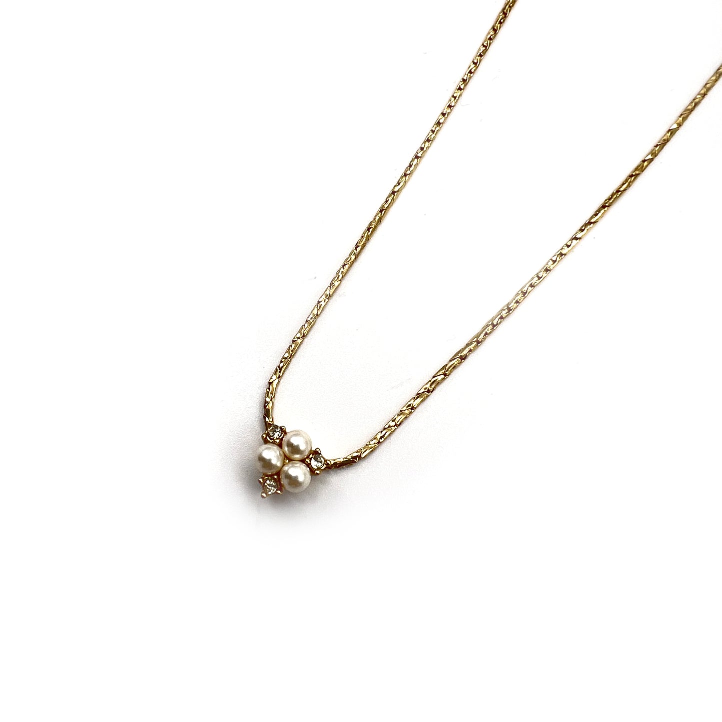 Christian Dior Vintage Pearl And Rhinestone Golden Necklace