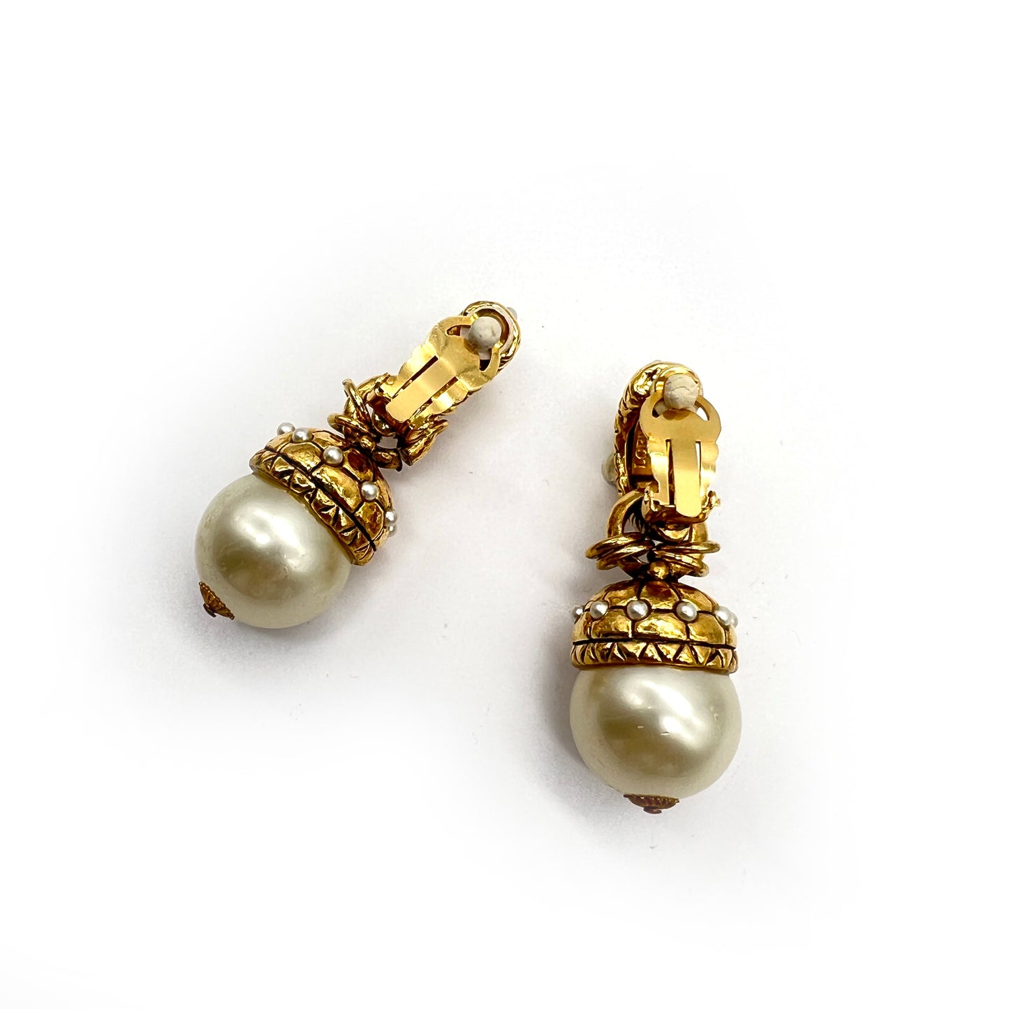 Loewe Vintage Pearl Motif Golden Clip-On Earrings