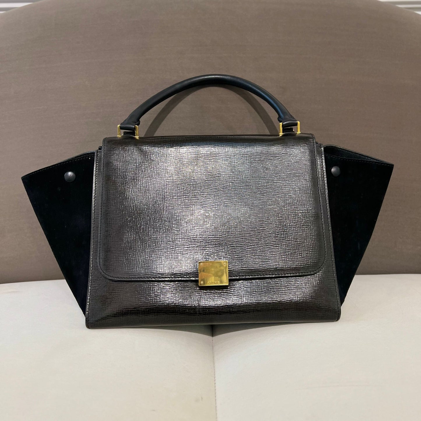 Celine Vintage 2 Way Bag With Two Black Leather Handbag