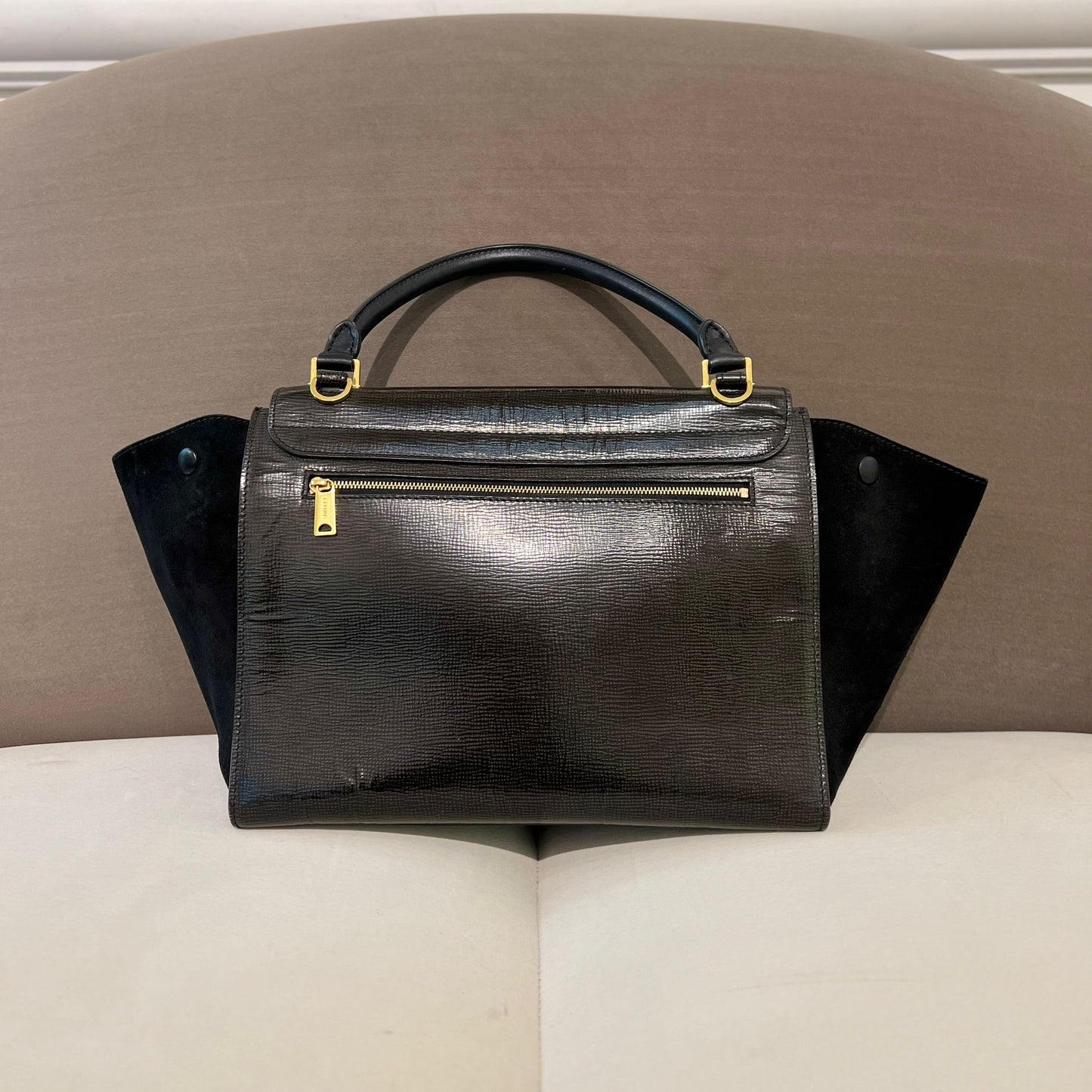 Celine Vintage 2 Way Bag With Two Black Leather Handbag