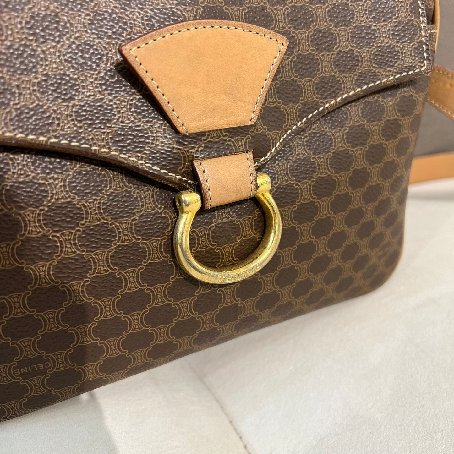 Celine Vintage Brown Macadam Camera Bag