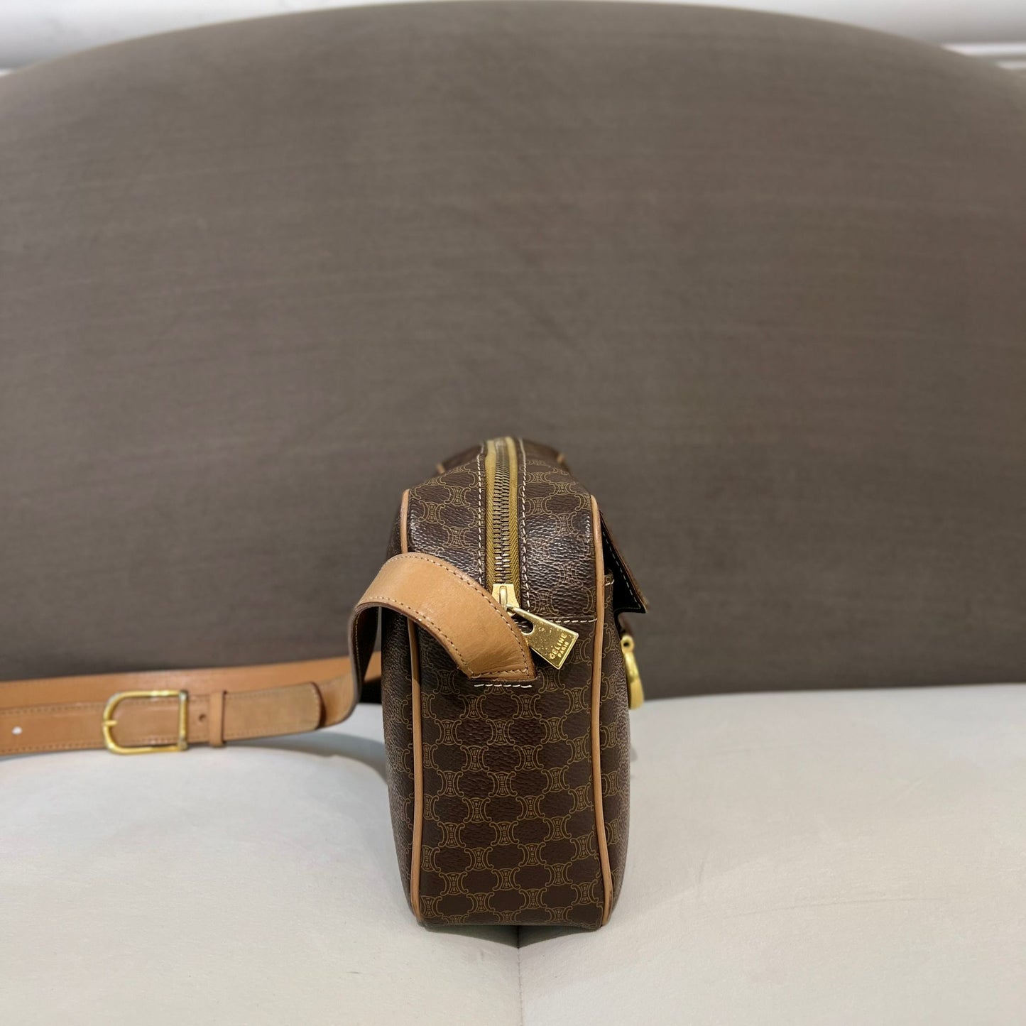 Celine Vintage Brown Macadam Camera Bag