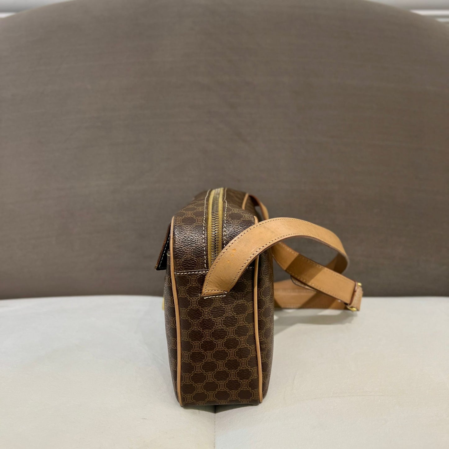 Celine Vintage Brown Macadam Camera Bag