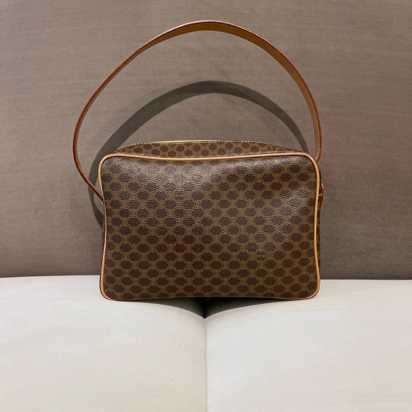 Celine Vintage Brown Macadam Camera Bag