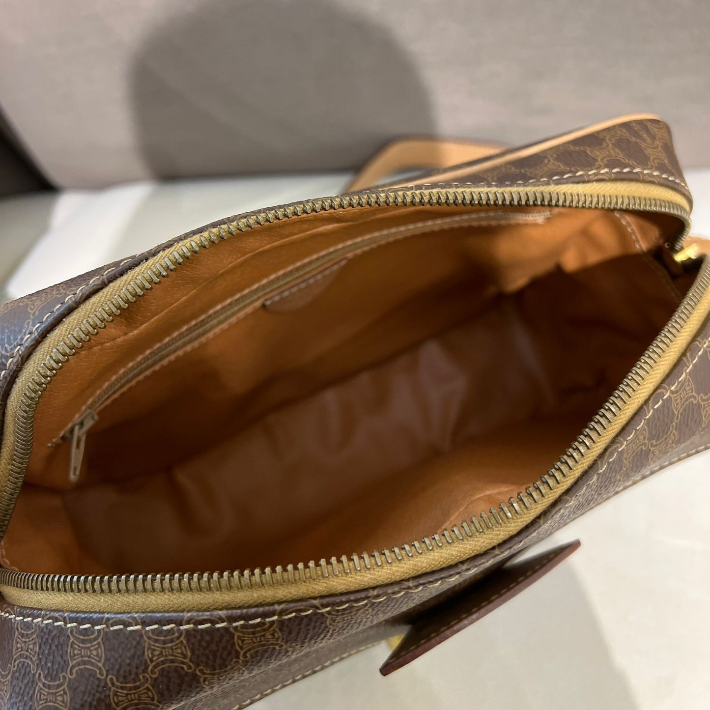 Celine Vintage Brown Macadam Camera Bag