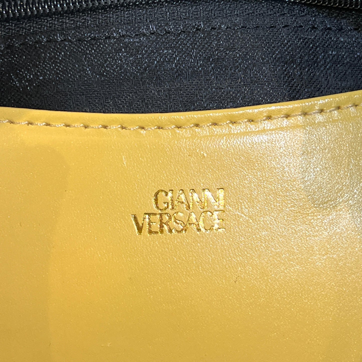 Versace Vintage Beige Ostrich-Embossed Leather Medusa Handle Bag