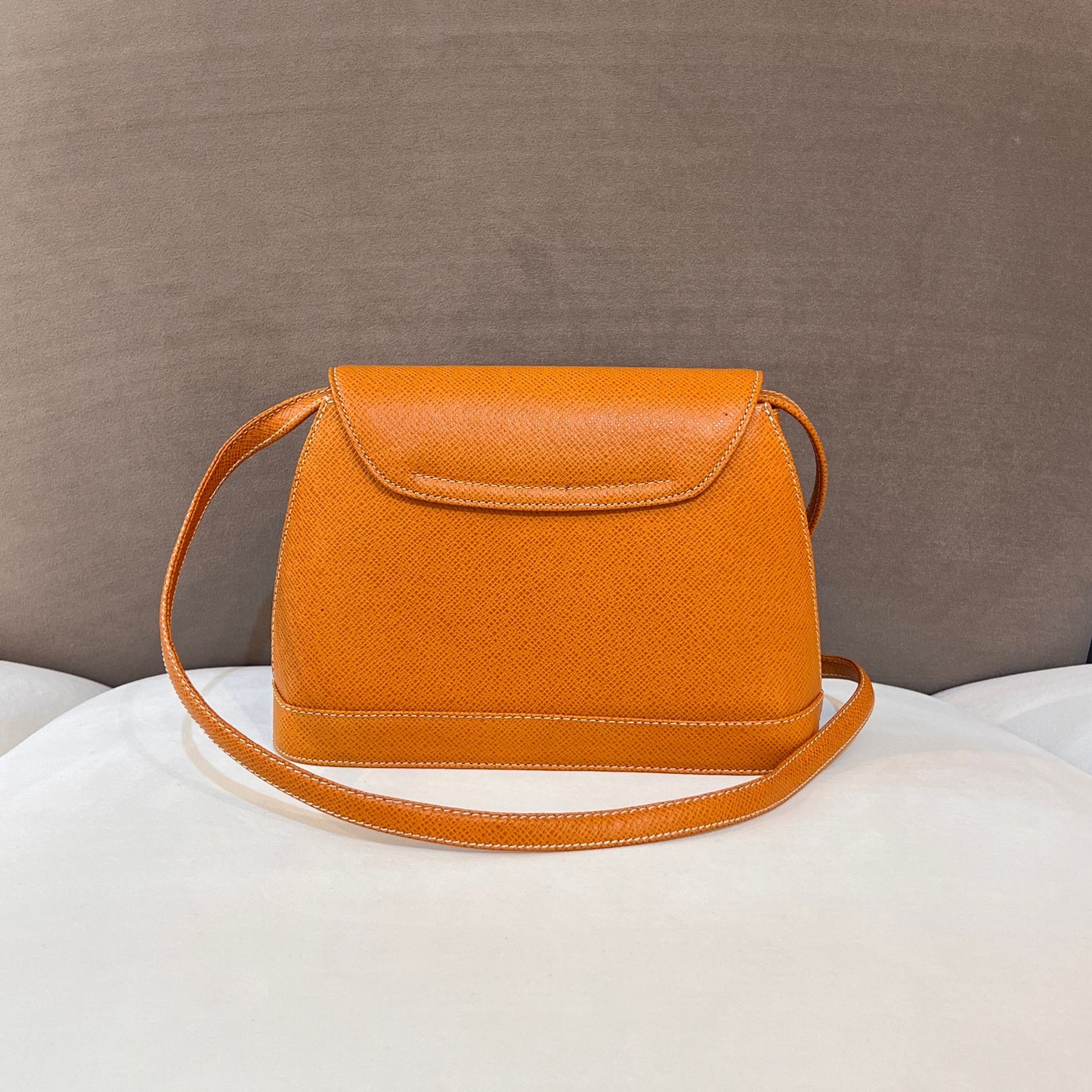 Valentino Garavani Vintage Camel Brown Leather V Logo Shoulder Bag