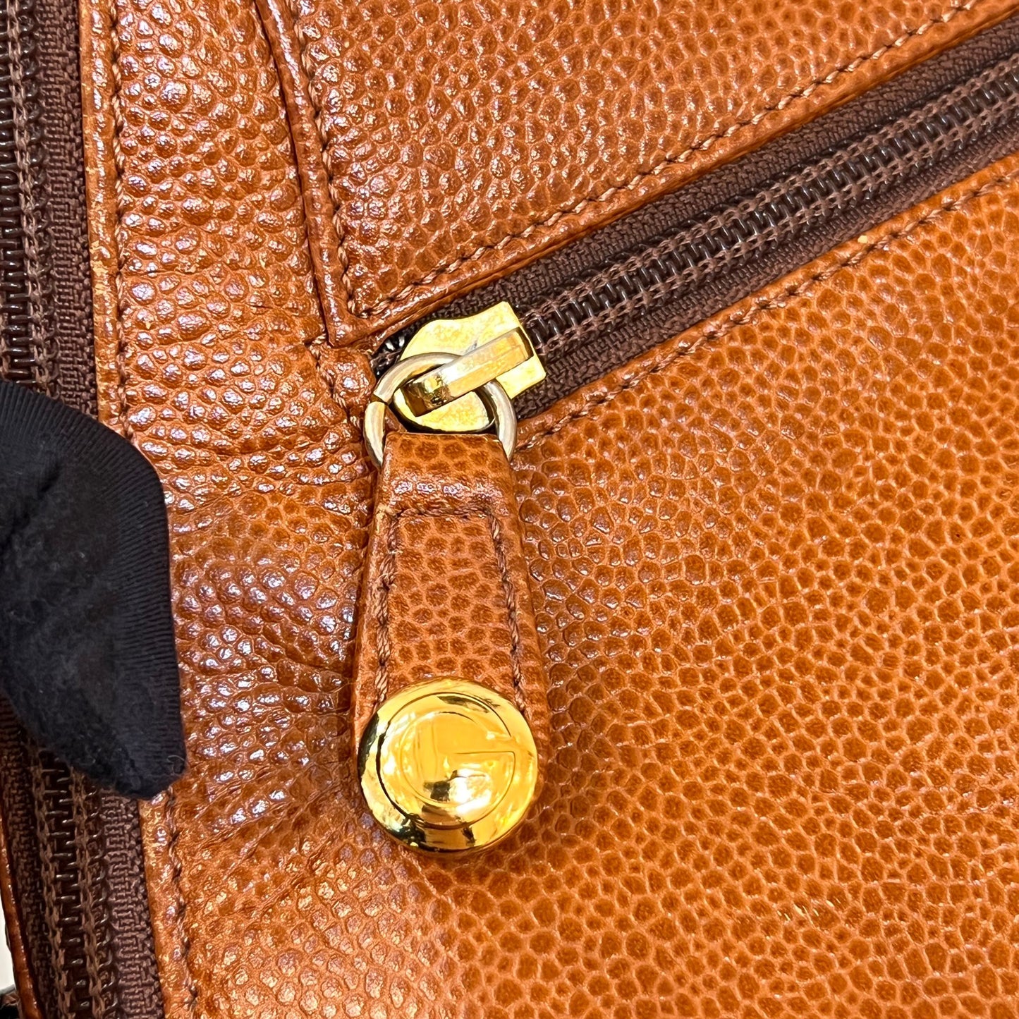 Givenchy Vintage Camel Leather Structured Top Handle Bag