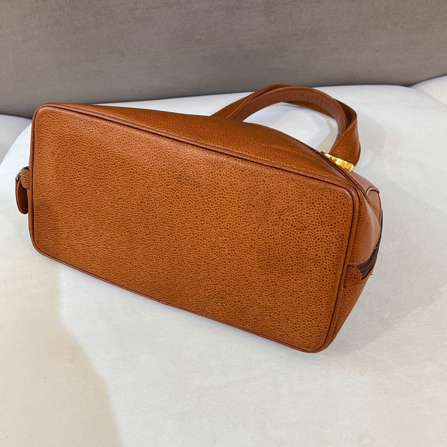 Givenchy Vintage Camel Leather Structured Top Handle Bag