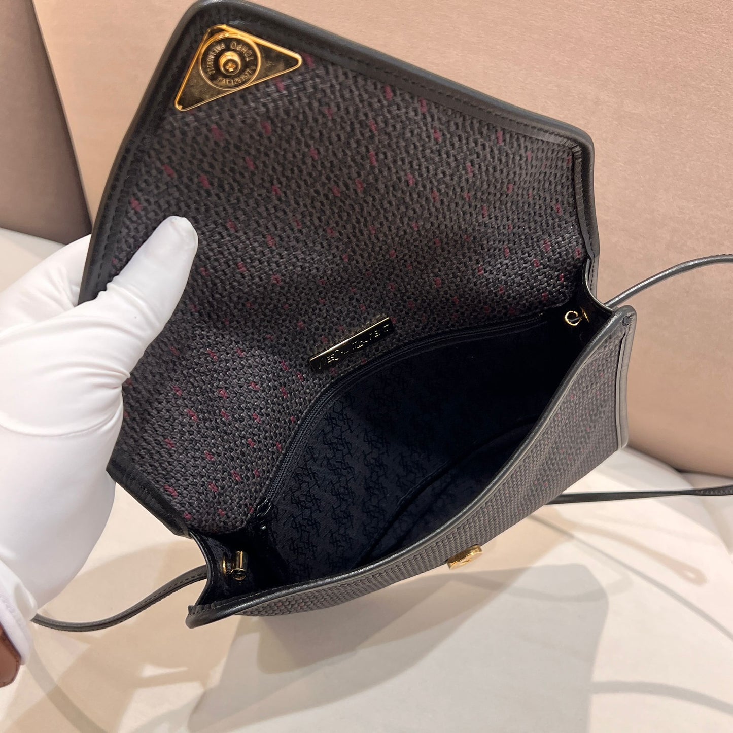 Yves Saint Laurent Vintage Textured Canvas Envelope Flap Shoulder Bag