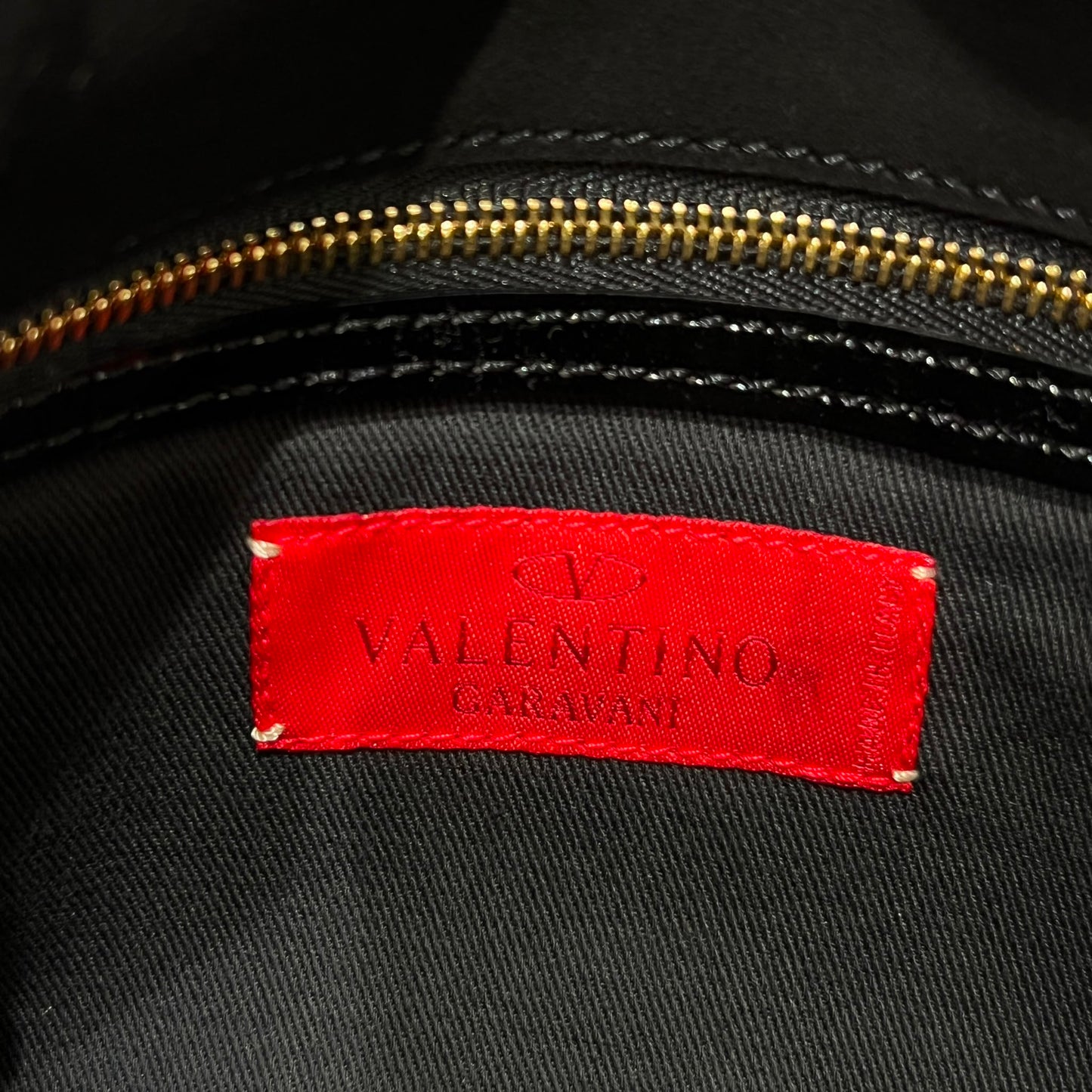 Valentino Garavani Vintage Black Suede Patent Leather Shoulder Bag