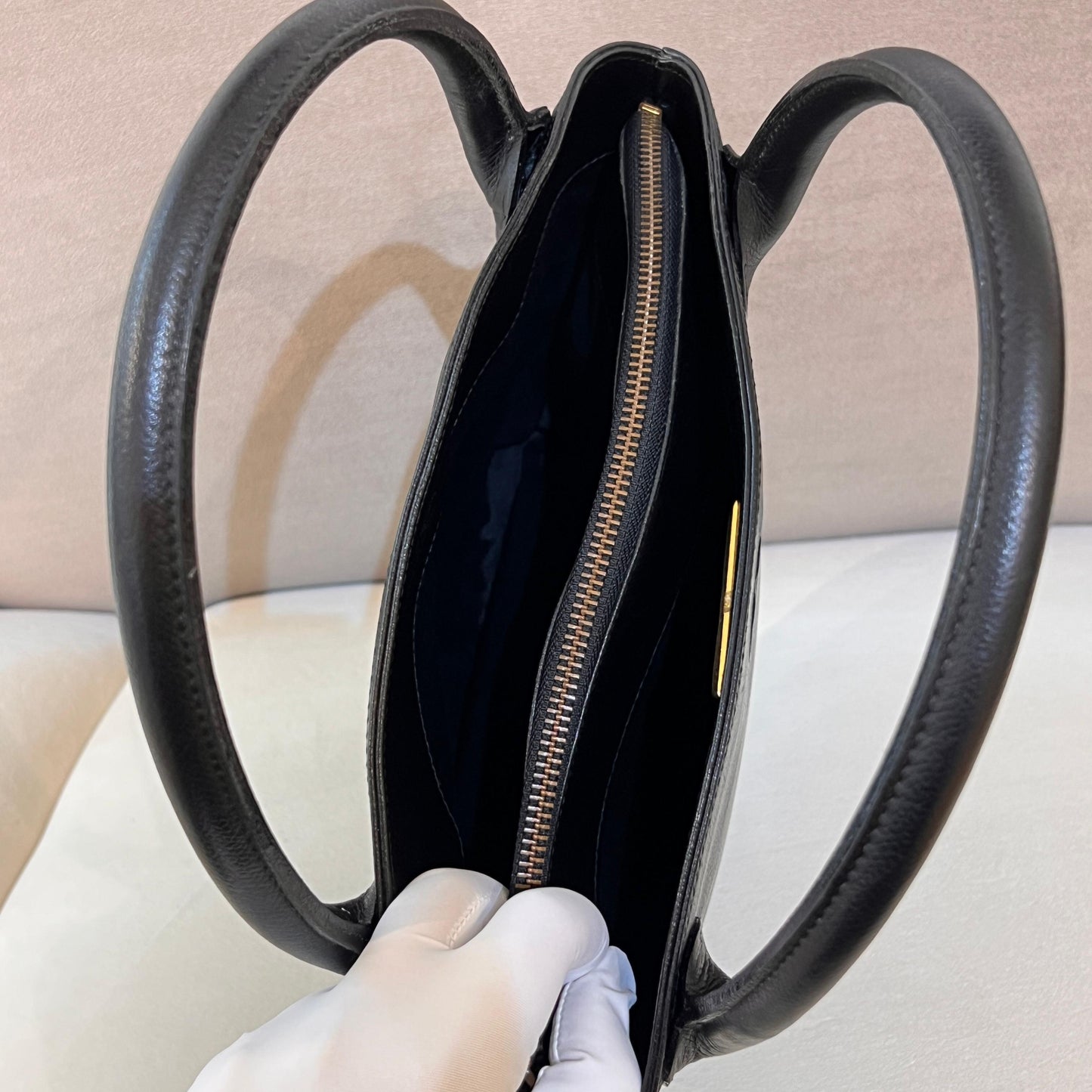 Valentino Garavani Vintage Black Leather Tassel Handle Bag