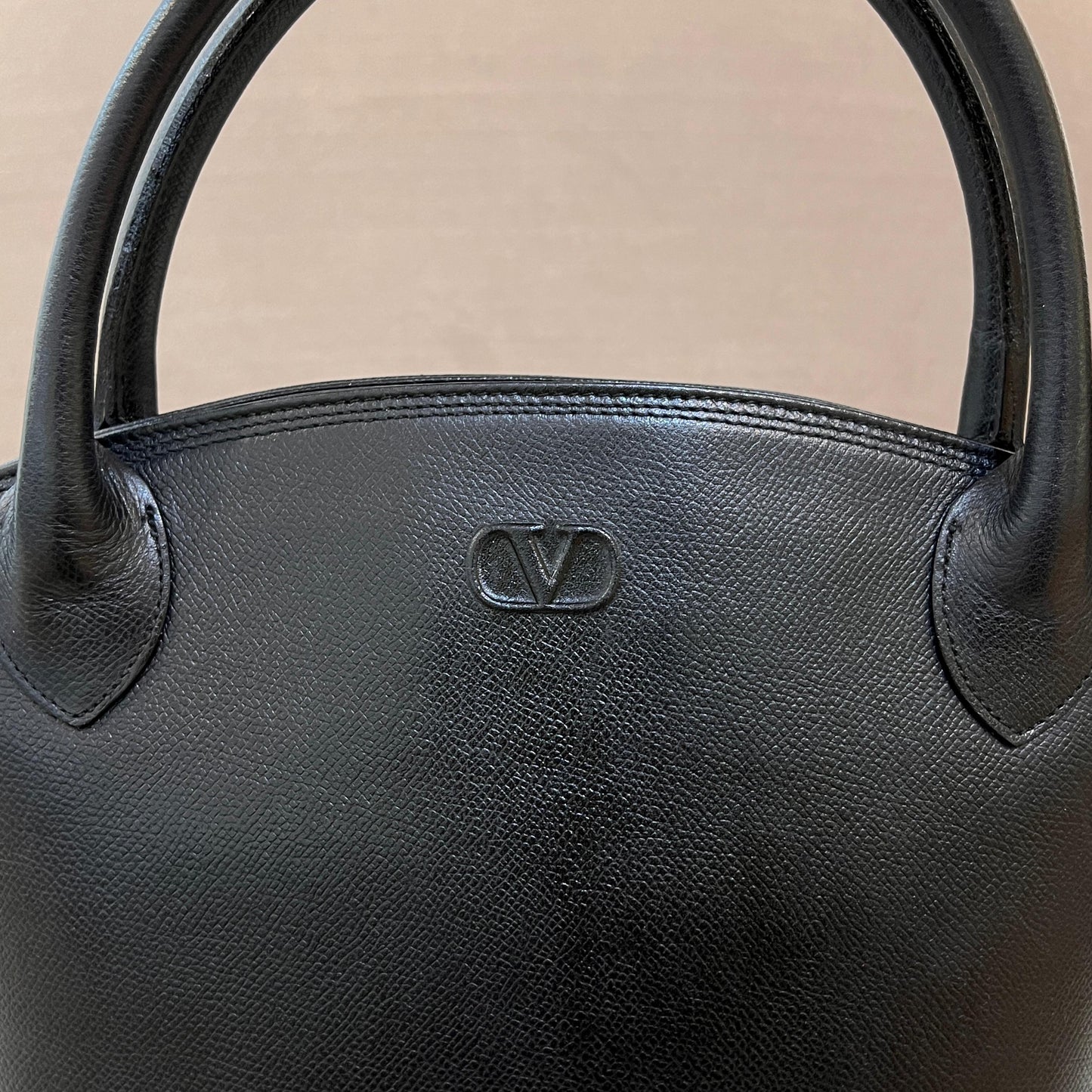 Valentino Garavani Vintage Black Leather Tassel Handle Bag