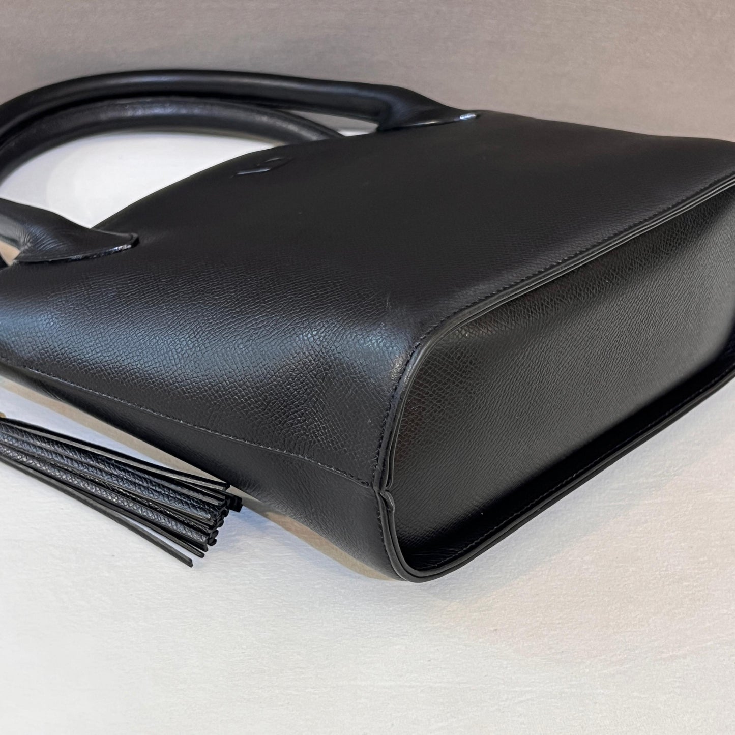 Valentino Garavani Vintage Black Leather Tassel Handle Bag