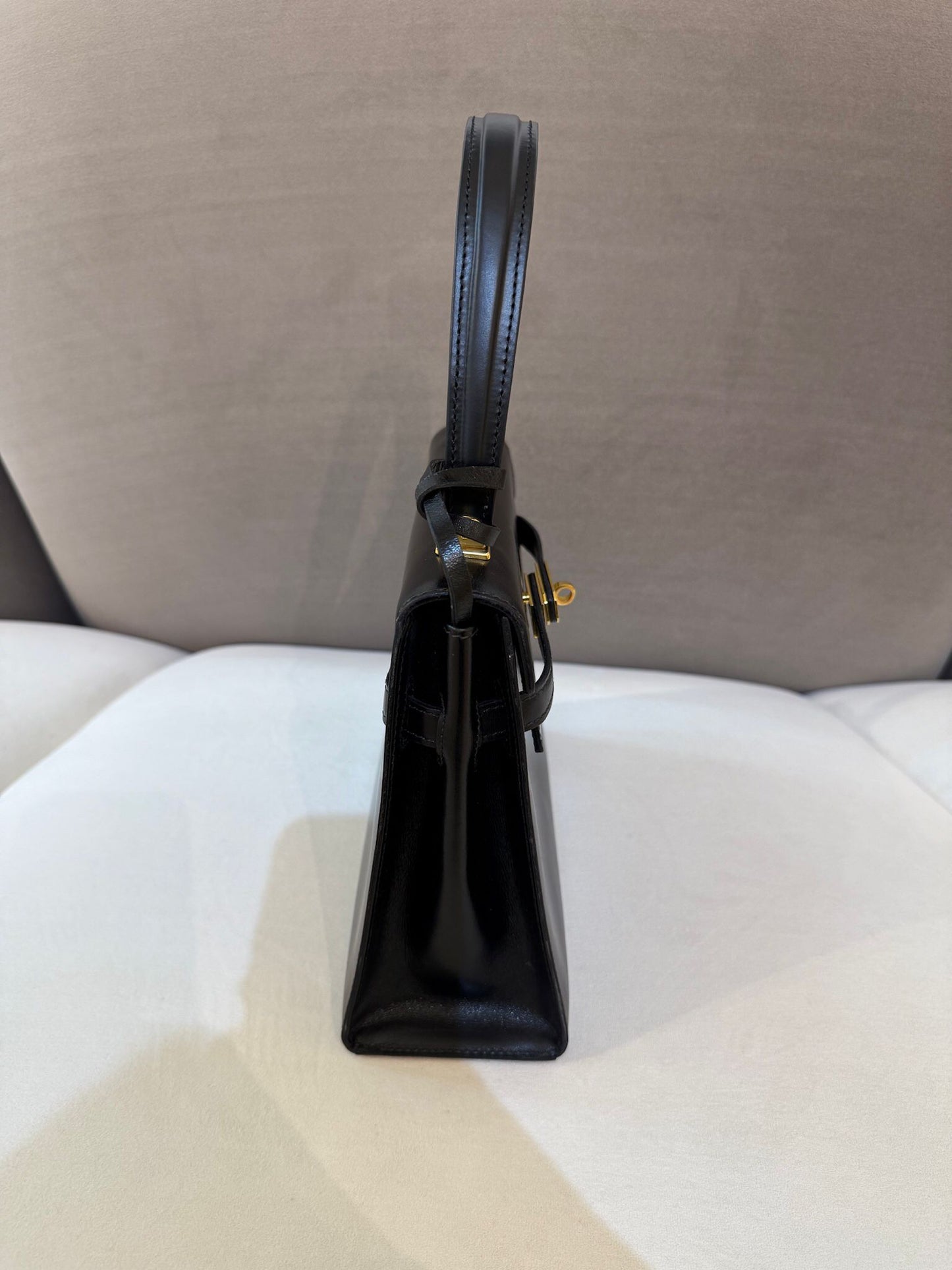 Bally Vintage Black Leather Gold Turn-Lock Top Handle Bag