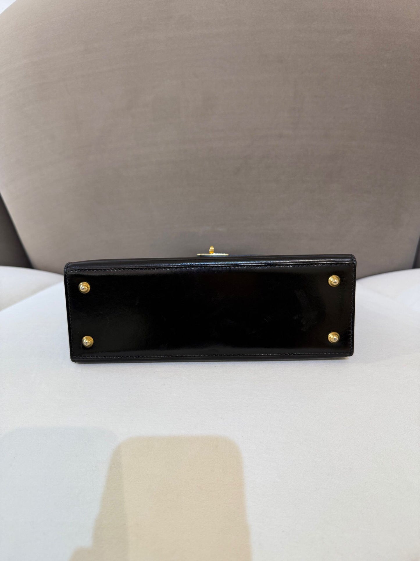 Bally Vintage Black Leather Gold Turn-Lock Top Handle Bag