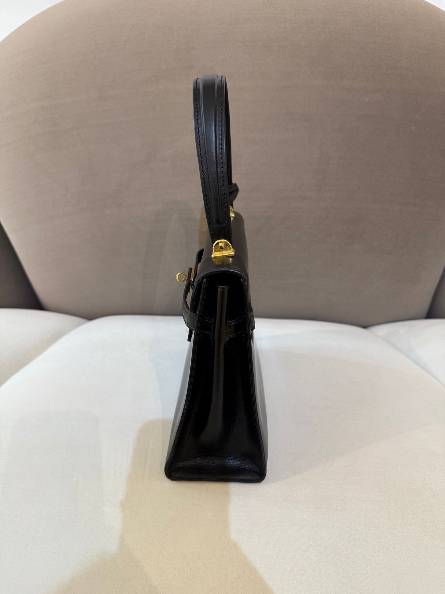Bally Vintage Black Leather Gold Turn-Lock Top Handle Bag