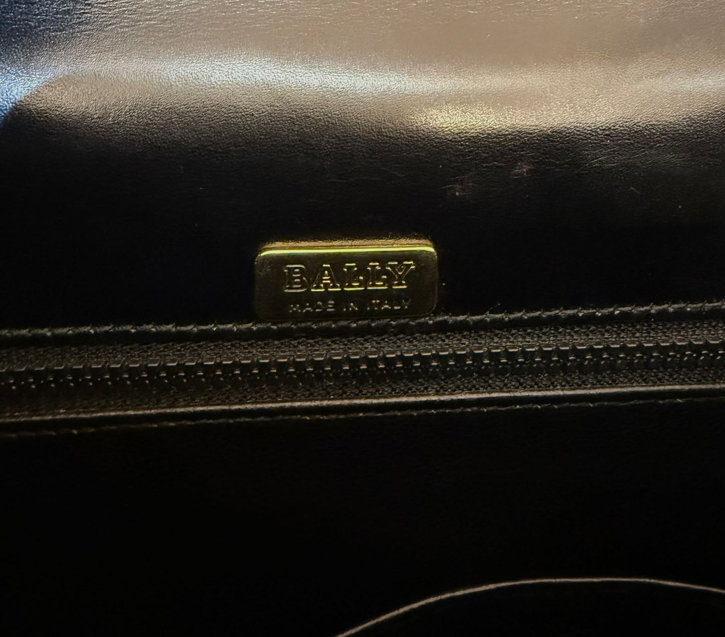 Bally Vintage Black Leather Gold Turn-Lock Top Handle Bag