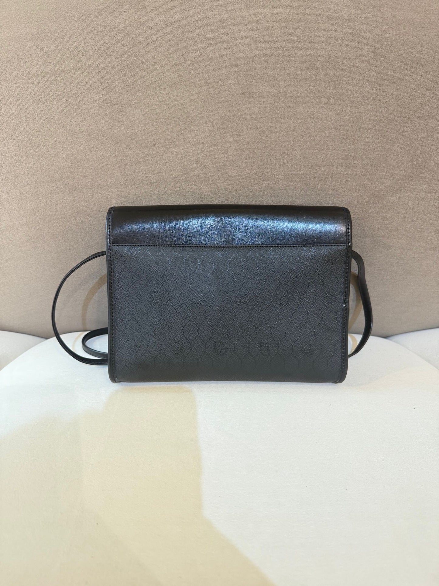Christian Dior Vintage Honeycomb Black Leather Trim Shoulder Bag