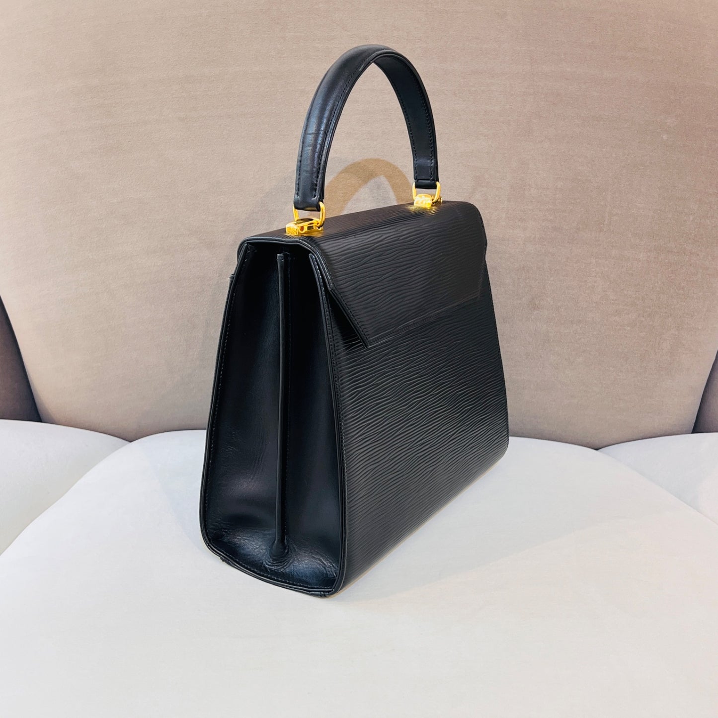 Valentino Garavani Vintage Black Epi Leather Top Handle Bag