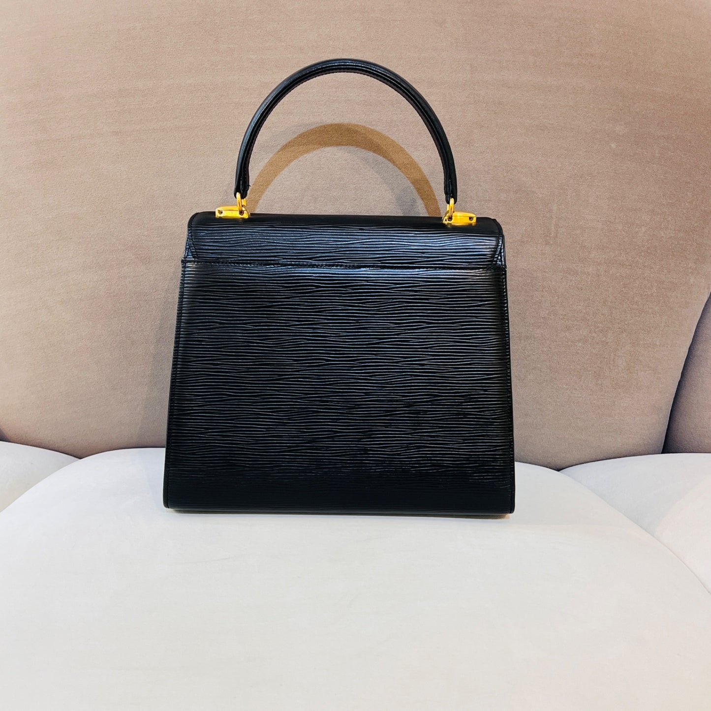 Valentino Garavani Vintage Black Epi Leather Top Handle Bag