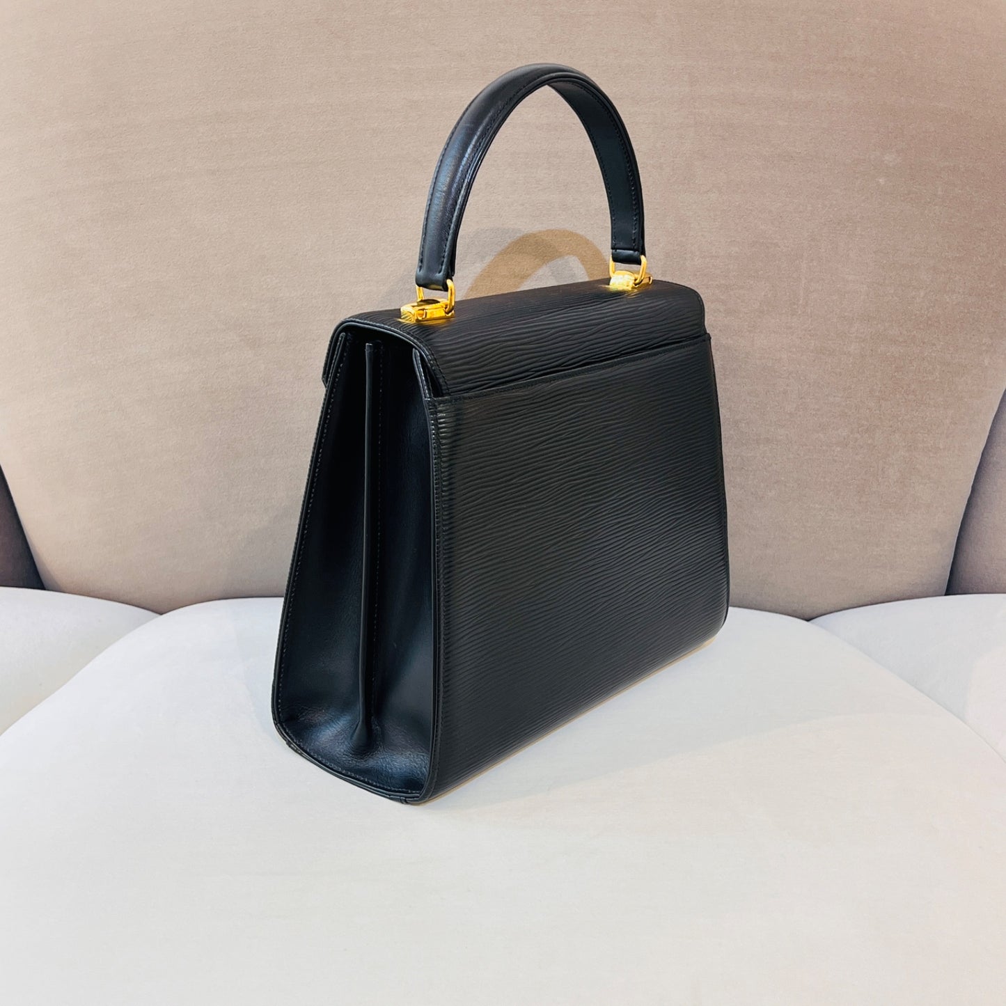 Valentino Garavani Vintage Black Epi Leather Top Handle Bag