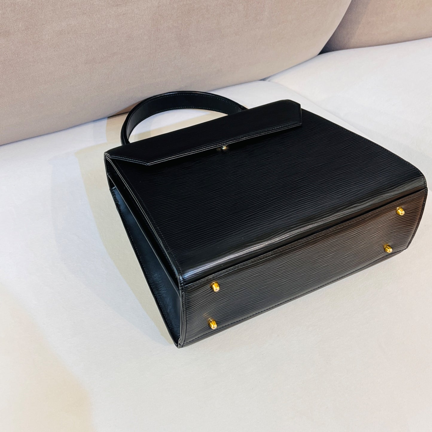 Valentino Garavani Vintage Black Epi Leather Top Handle Bag