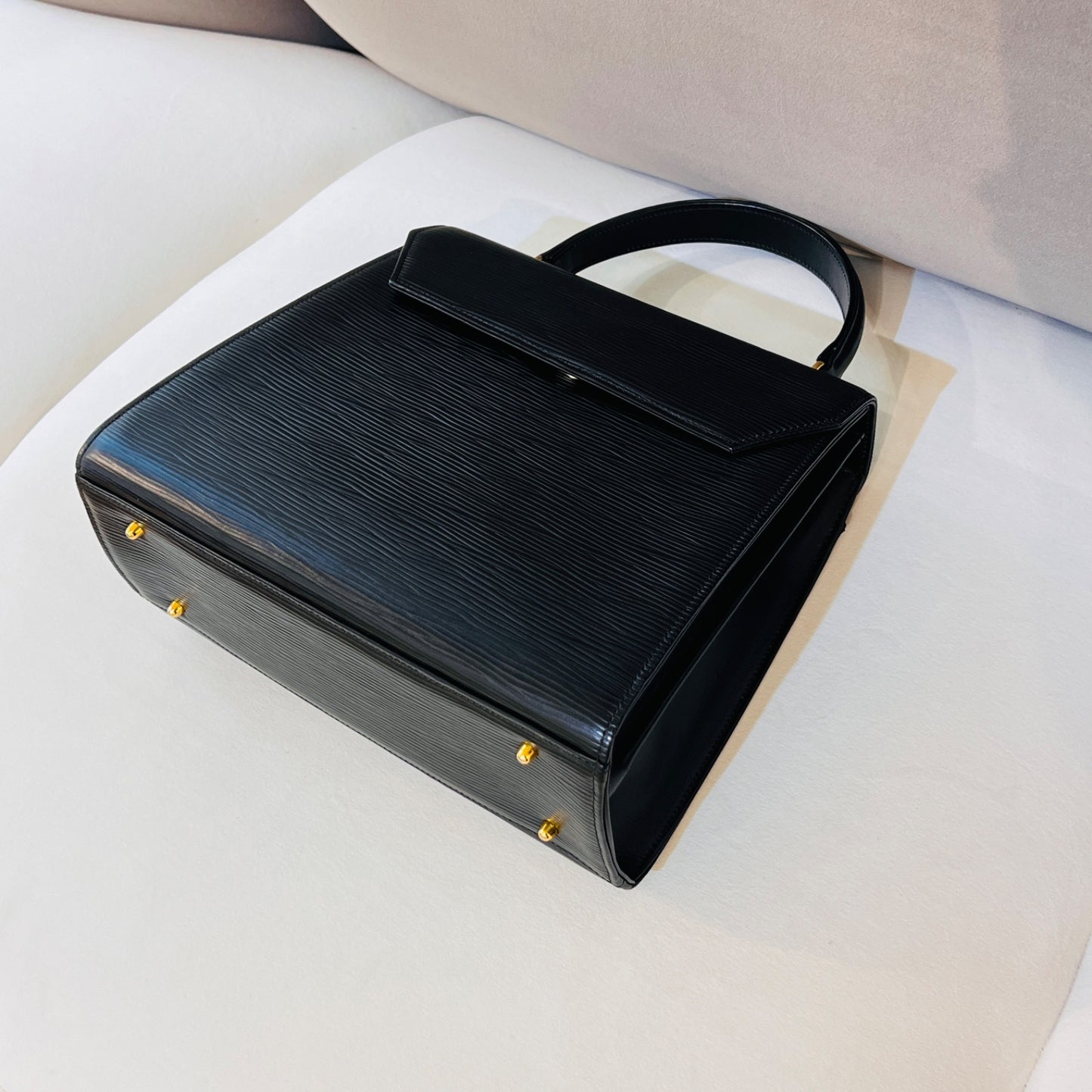Valentino Garavani Vintage Black Epi Leather Top Handle Bag