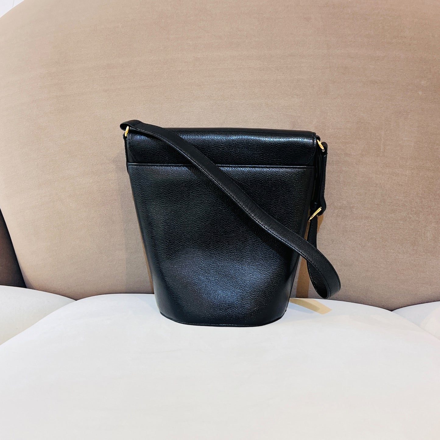 Givenchy Vintage Black Leather Medallion Lock Shoulder Bag