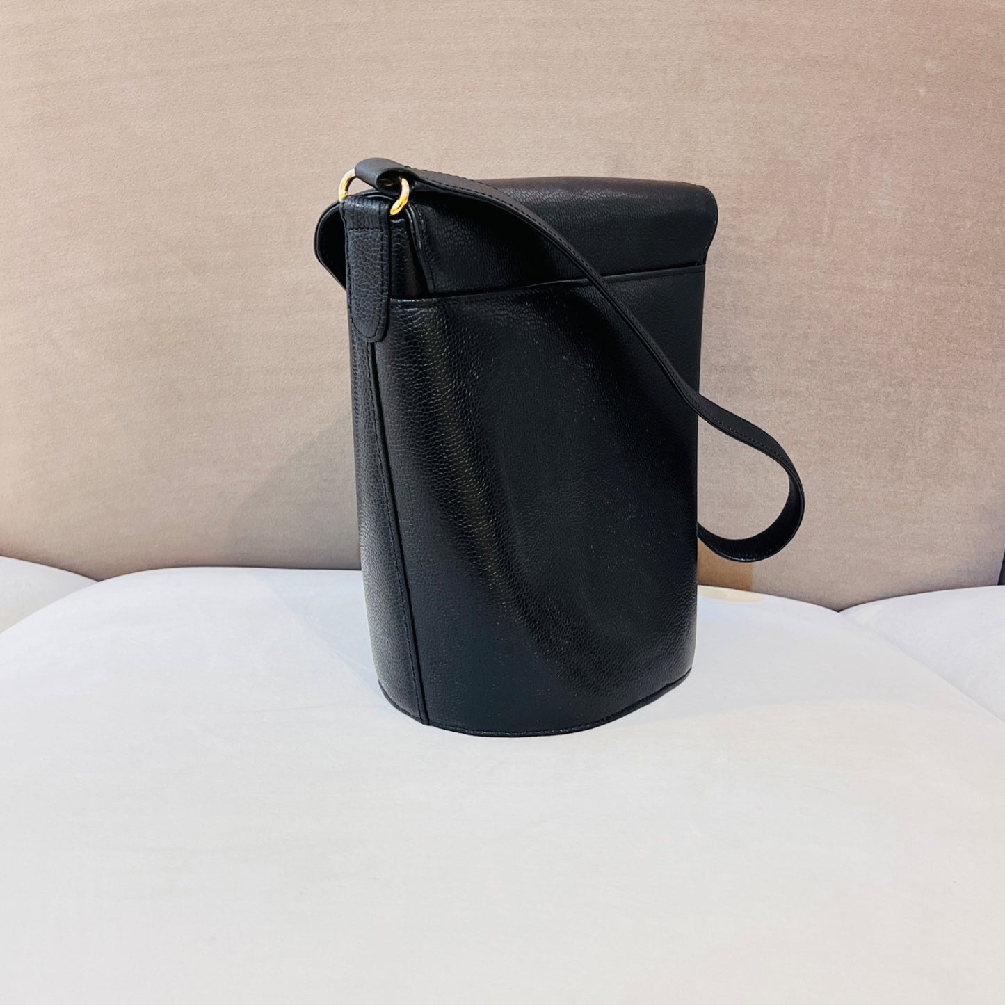 Givenchy Vintage Black Leather Medallion Lock Shoulder Bag