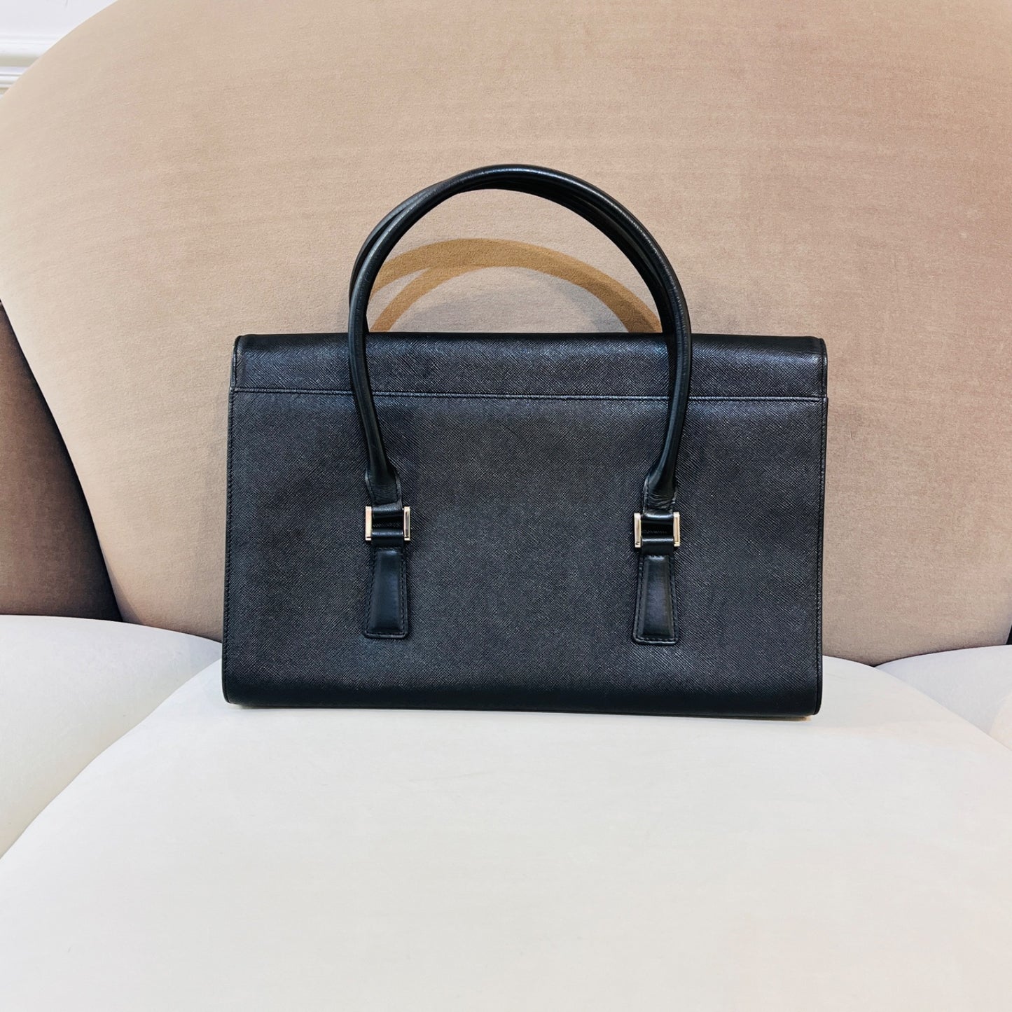 Burberry Vintage Black Leather Structured Handbag