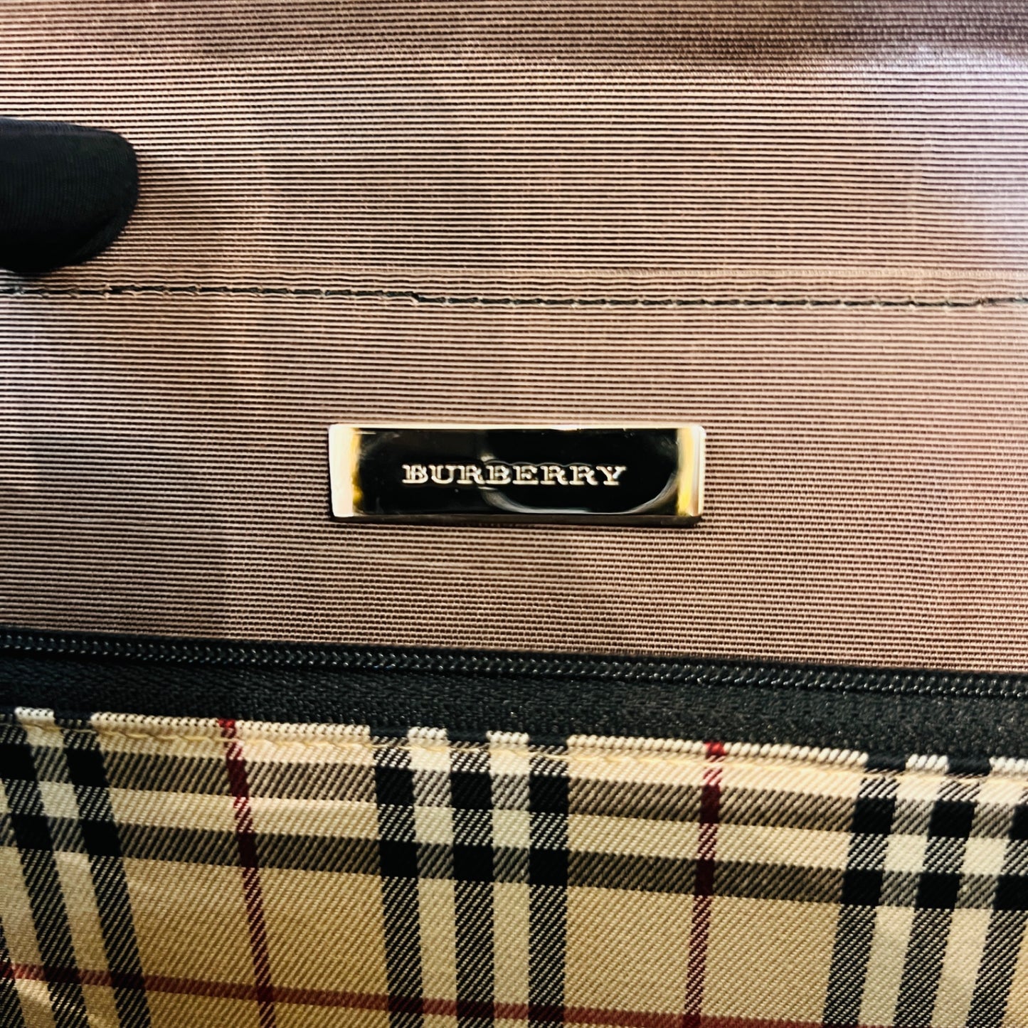 Burberry Vintage Black Leather Structured Handbag
